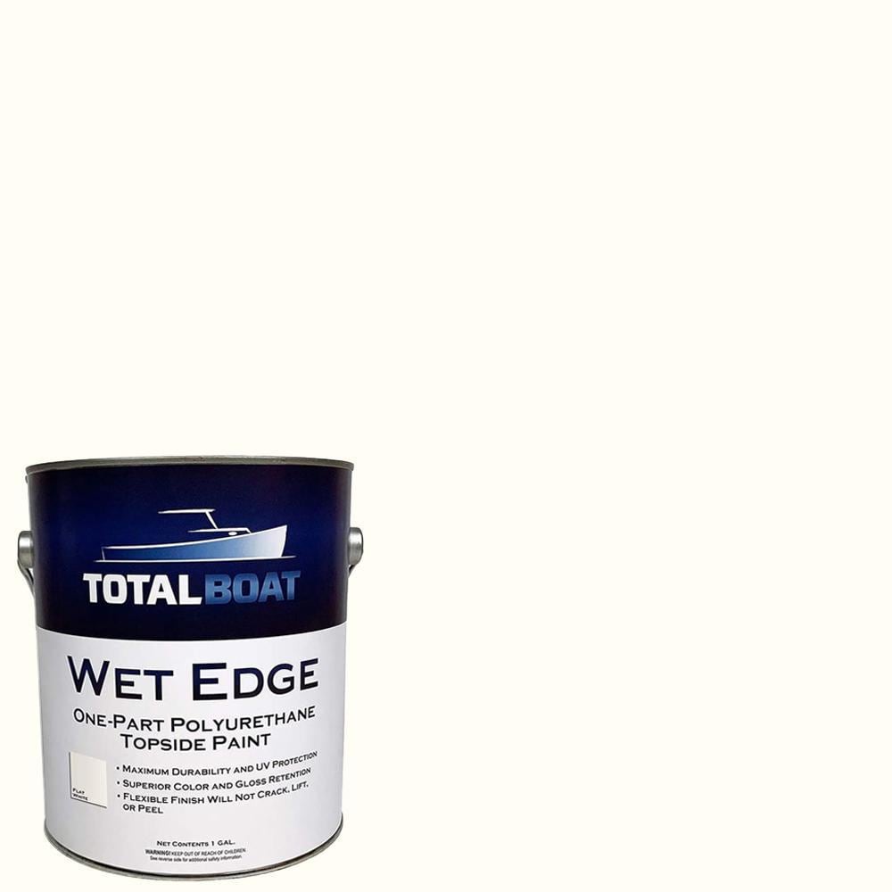 TotalBoat Wet Edge Marine Topside Paint for Boats Fiberglass and Wood Flat White Gallon
