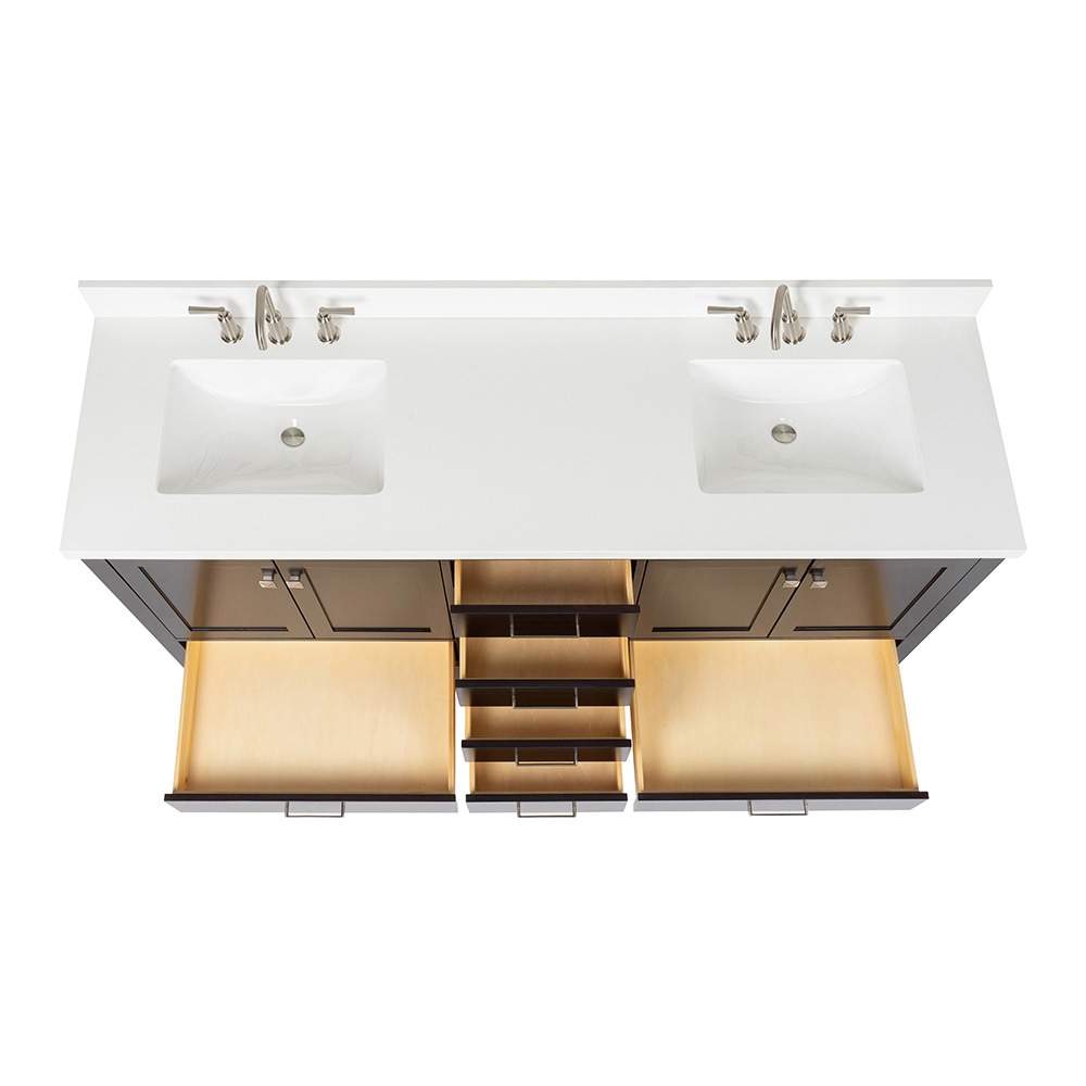  ARIEL Cambridge White Double Sink Bathroom Vanity 73