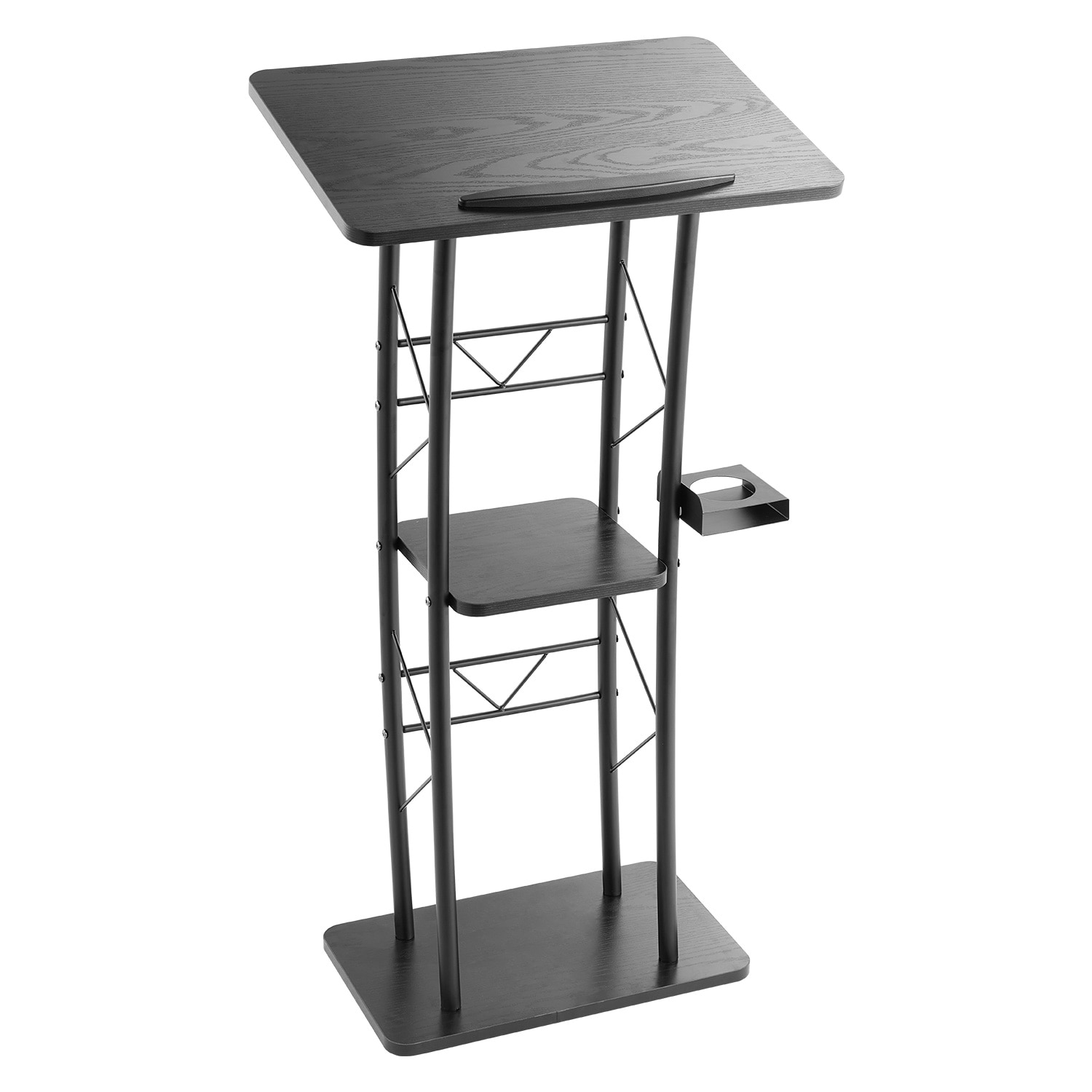 VEVOR - Podium Stand 47-Inch Metal Lectern Curved Standing Podium with Wide Reading Surface Open ...