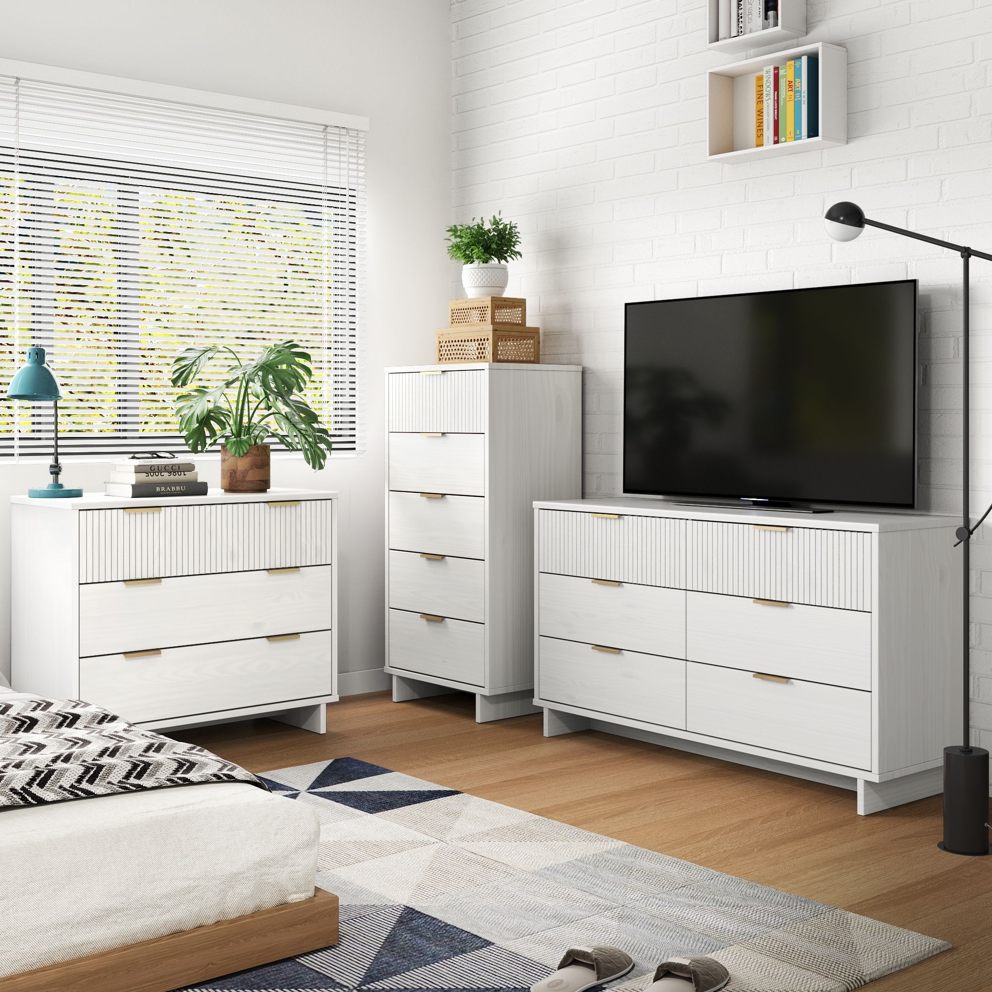 Manhattan Comfort GRAN031 White Full Bedroom Set