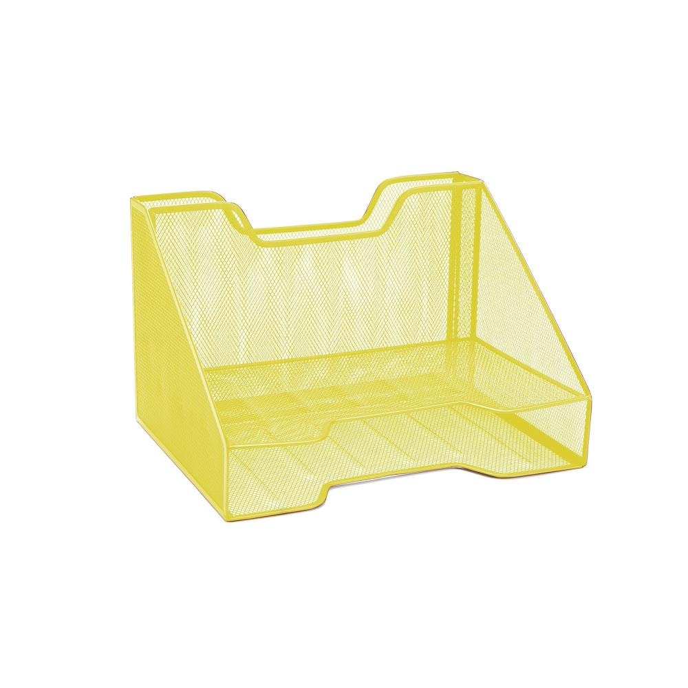Mind Reader MESHBOX3-YLW Metal 3 Compartment Letter Tray, Pack of 1, Yellow
