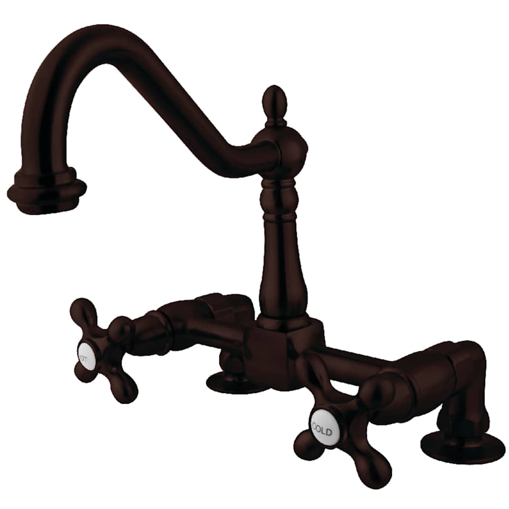 Kingston Brass  KS114.AX Heritage 1.8 GPM Widespread Bridge Kitchen Faucet  Includes Escutcheon