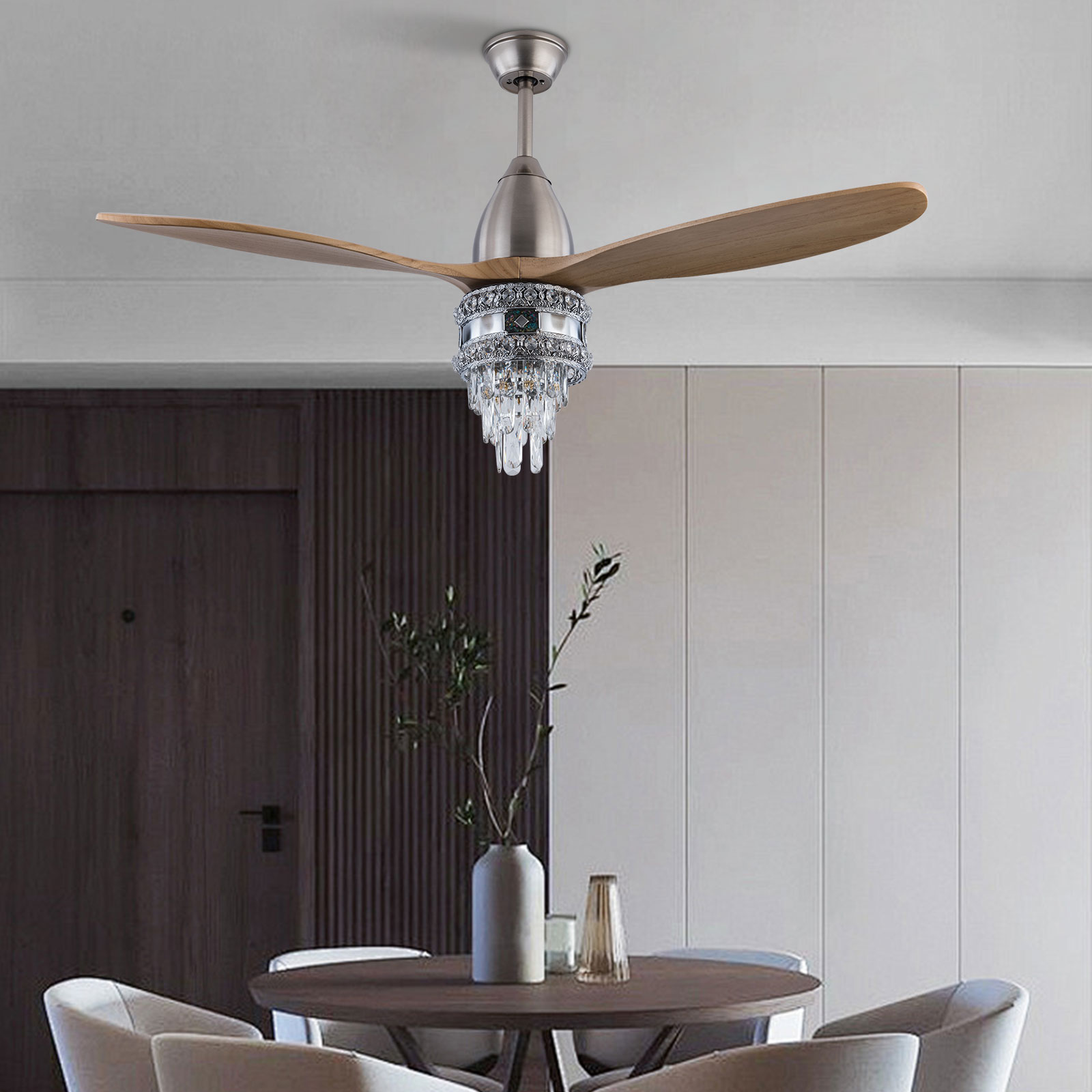 【SALE／55%OFF】 Crystal Oukaning lampshade Wood and Silver 6-speed 52-in テープ・マスキングテープ