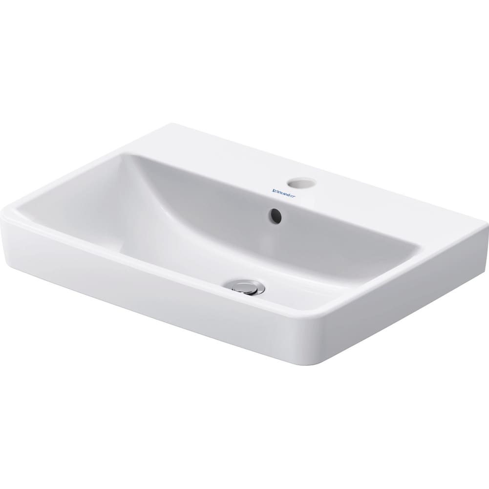 Duravit 23756500002 No.1 25 5/8 inch Rectangular Wall Mounted Sink in White with Single Faucet Hole and with Overflow