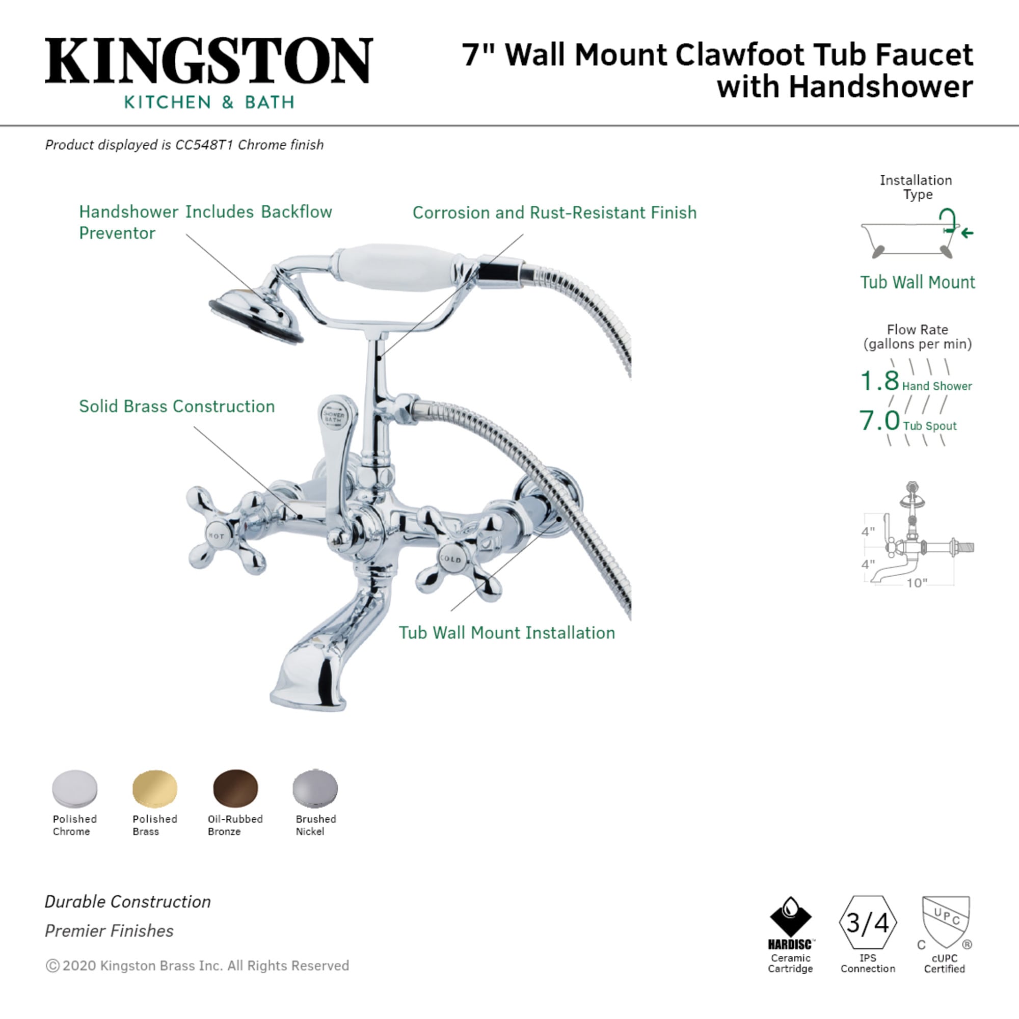 Kingston Brass WLCC547T5 Roman-Tub-Faucets - View #2