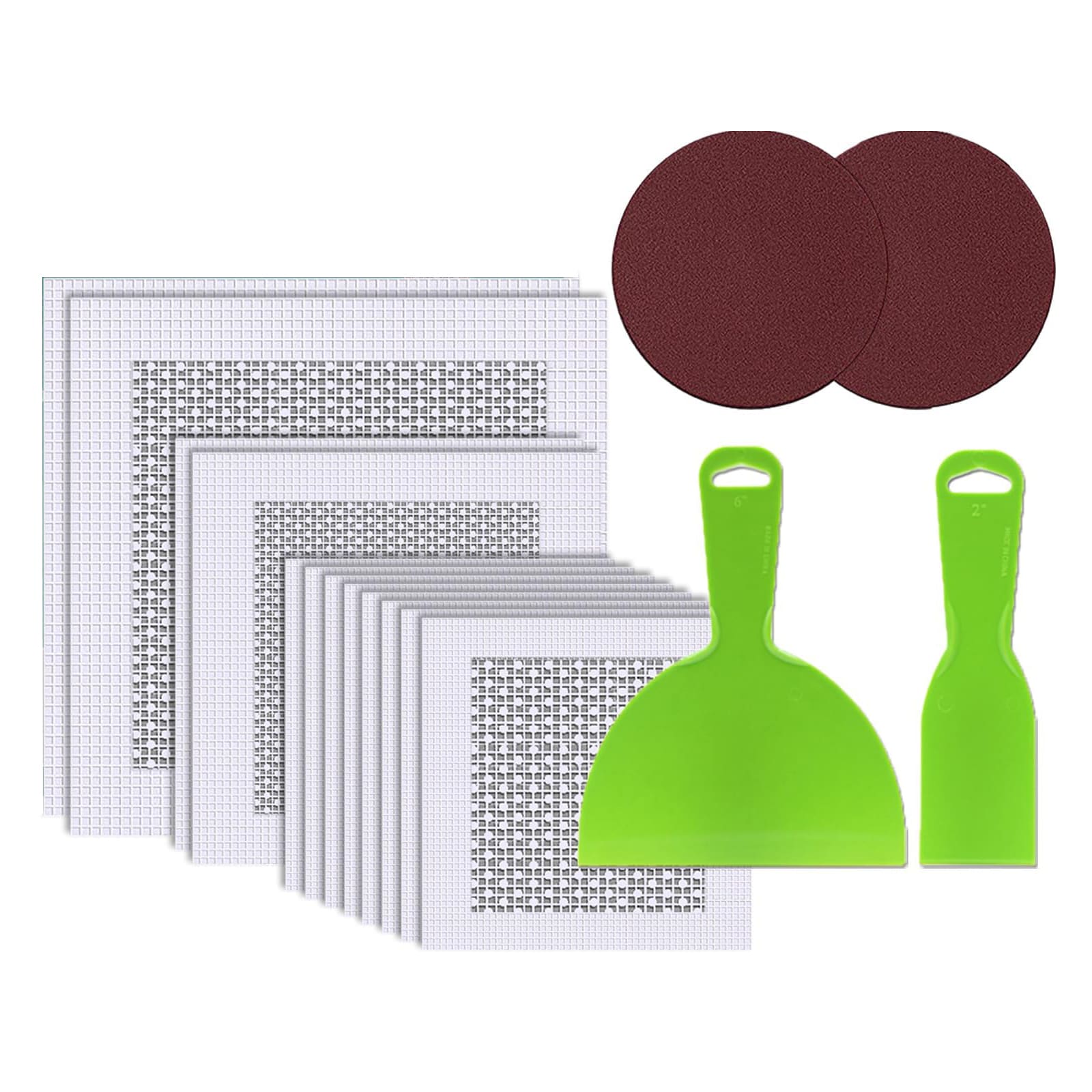Etokfoks  4 6 8 inch Metal Drywall Patch Kit with Sandpaper and Putty Knife for Wall Repair 16 Piece