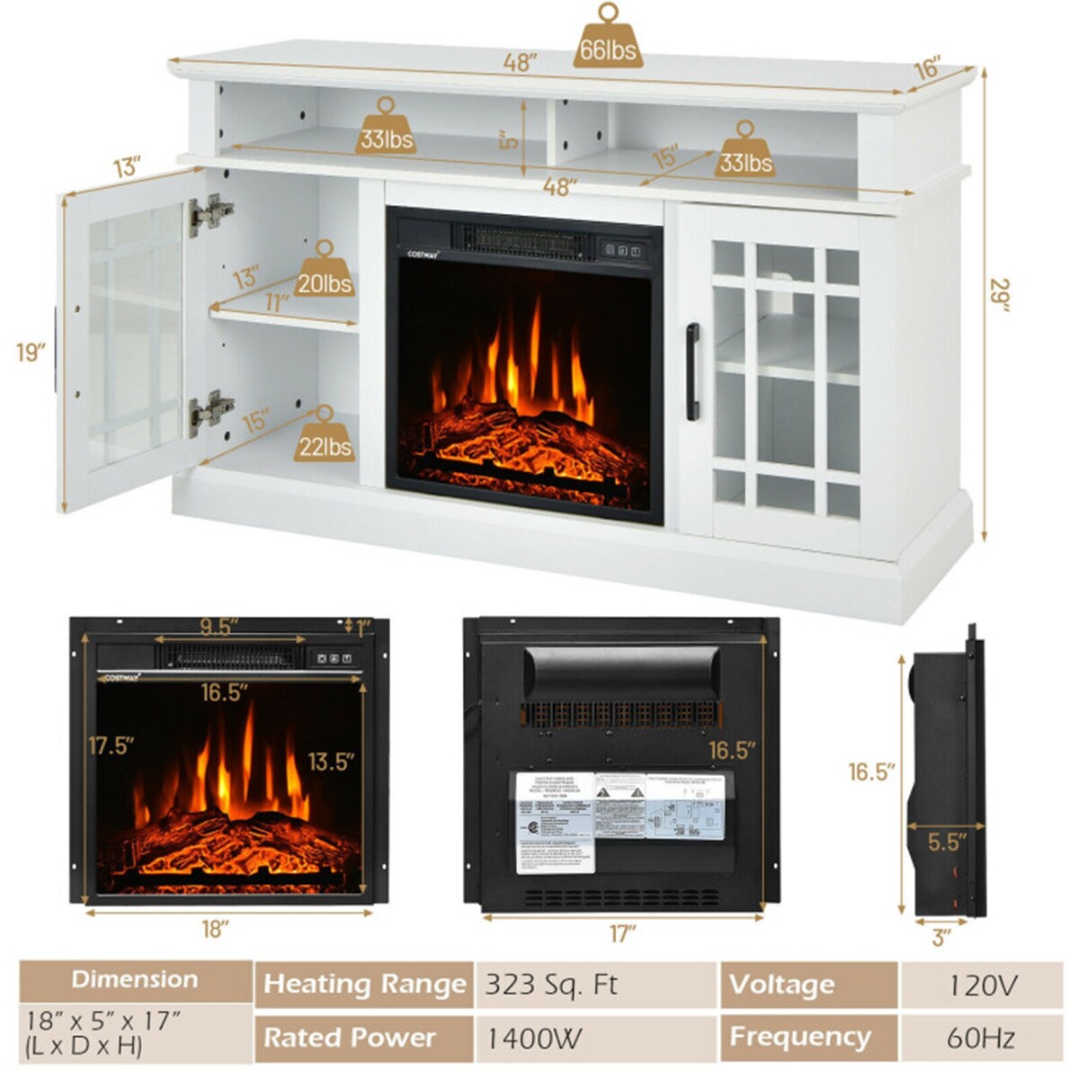 Clihome CL-WHUS-10105 Electric-Fireplaces - View #6