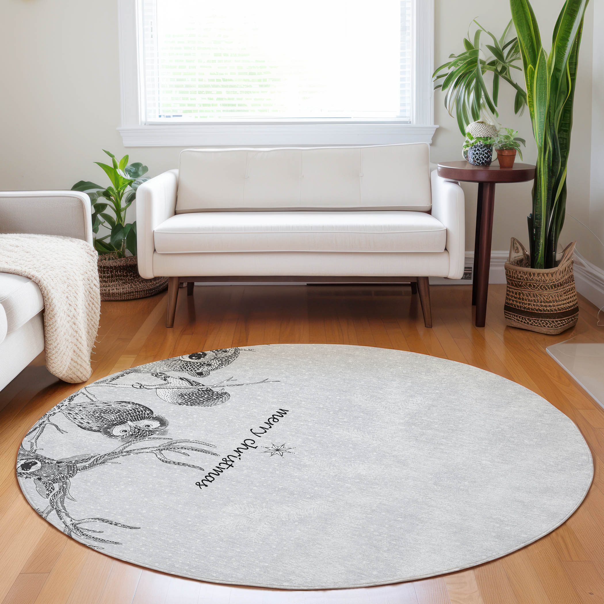 Addison Rugs AMF221GY8RO Mayfield AMF221GY 8 x 8 (ft) Loomed Polyester Gray Round Indoor Abstract Machine washable Area rug