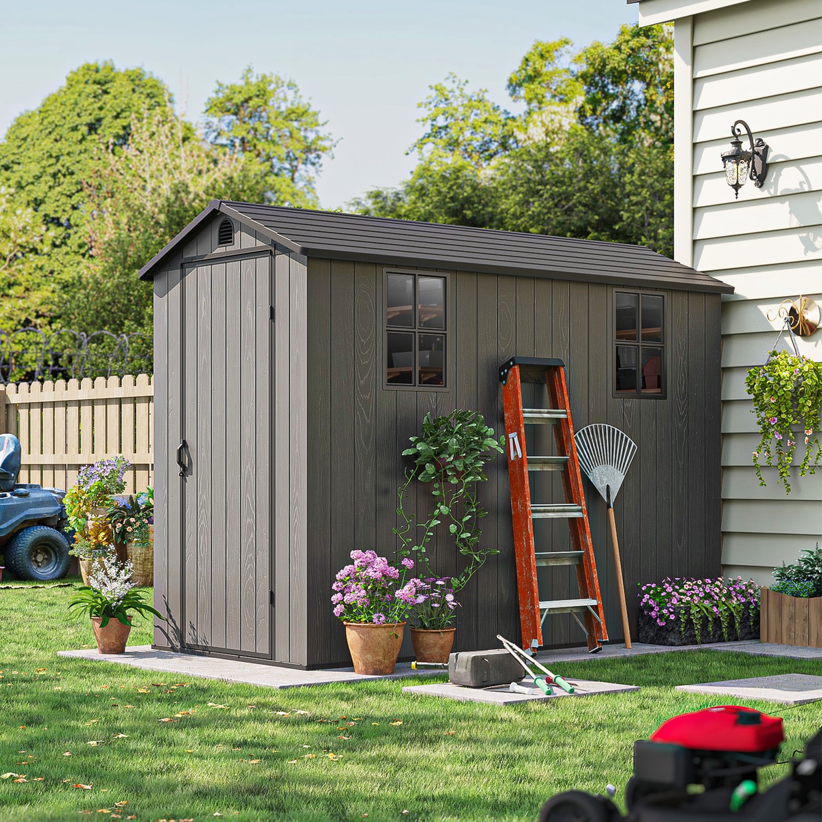 Patiowell WES-0436A-DGY Vinyl-Resin-Storage-Buildings - View #3