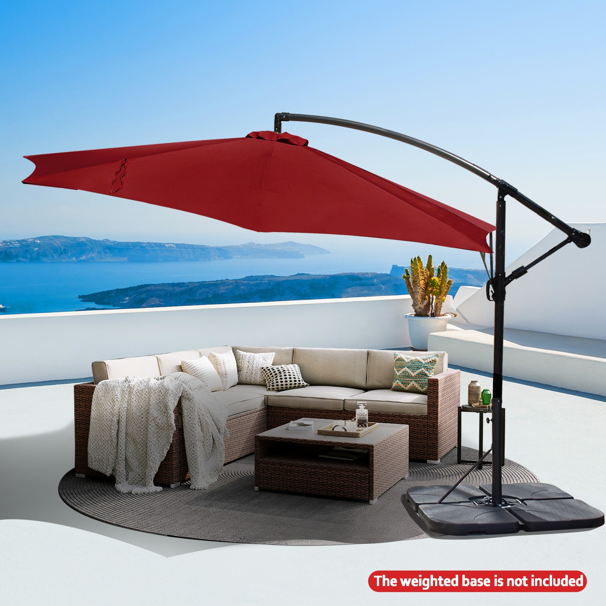 Sunrinx MG1-2-ZBGS 12-ft Steel Red No-tilt Cantilever Patio Umbrella