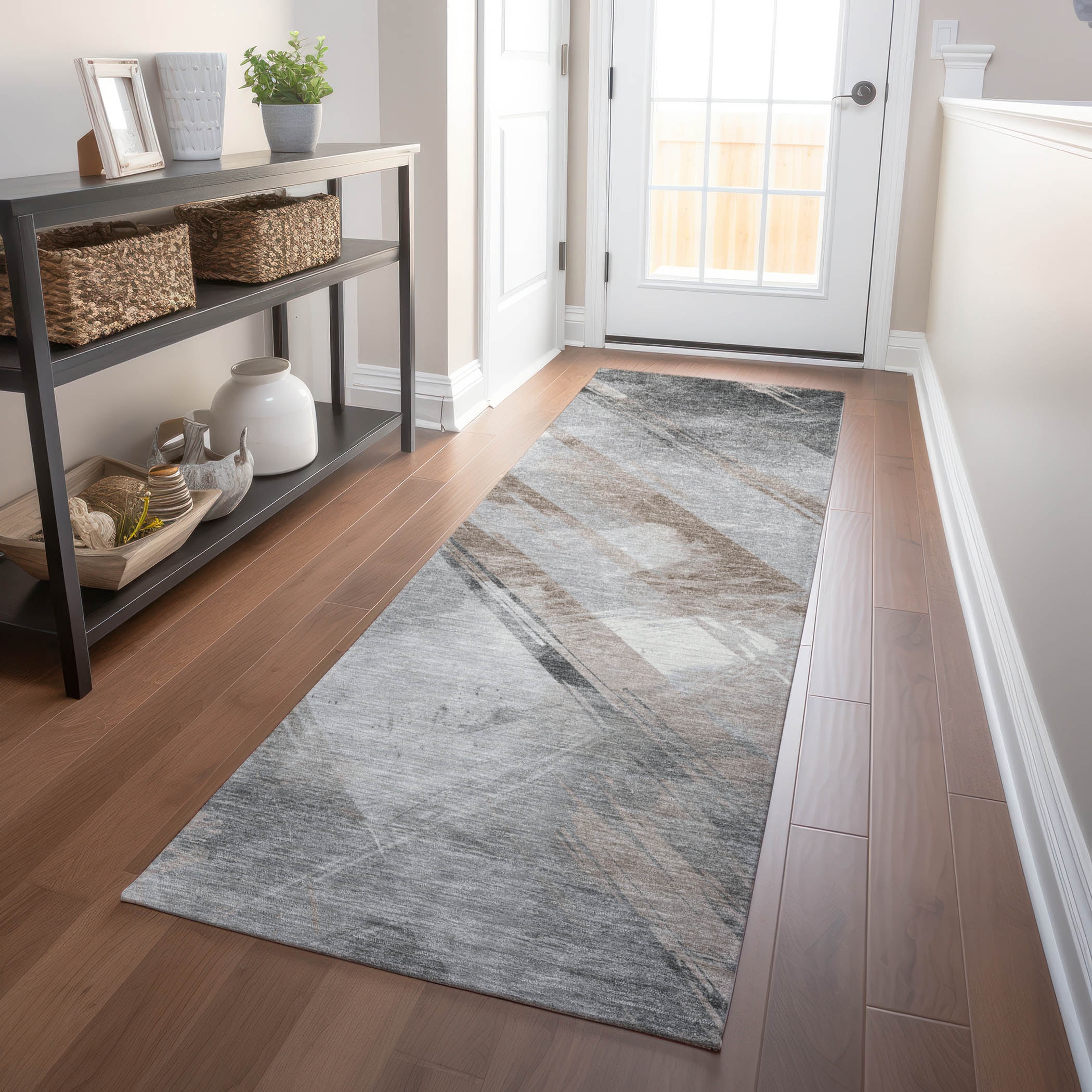 Addison Rugs ACN1541TP2X8 Chantille ACN1541TP 2 x 7 (ft) Polyester Taupe Rectangular Indoor/Outdoor Geometric Machine washable Runner rug