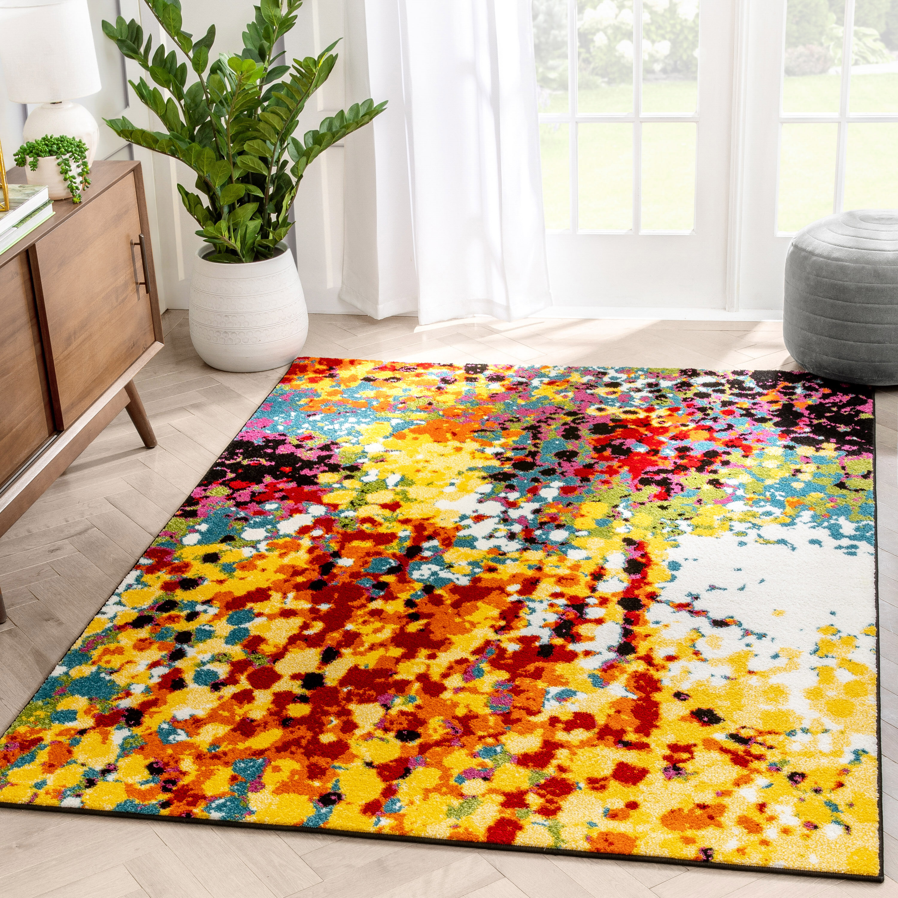 Well Woven VI11-3 Viva 2 x 3 (ft) Loomed Polypropylene Multi Rectangular Indoor Abstract Mid-Century Modern Area rug