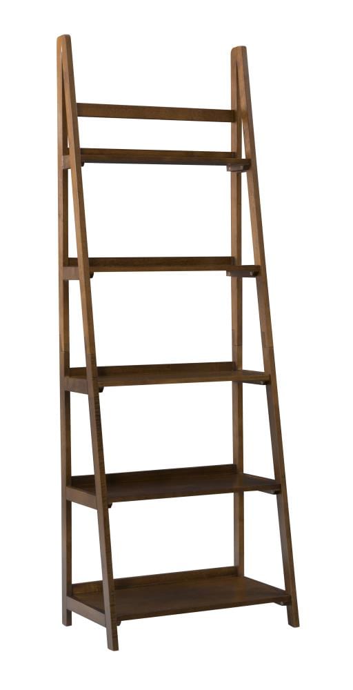 Linon Charlotte Walnut Wood 5-Shelf Ladder Bookcase (24.75-in W x 72-in ...