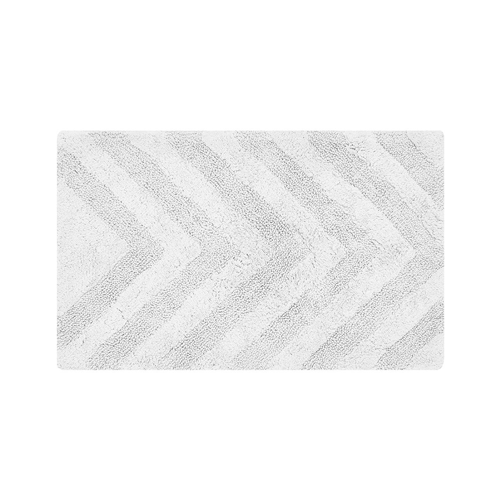 Hugo White Cotton Tufted Non-Slip Bath Rug 21" x 34"