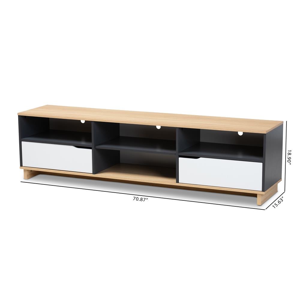 Baxton Studio Reed Modern Contemporary White Oak Grey TV Stand