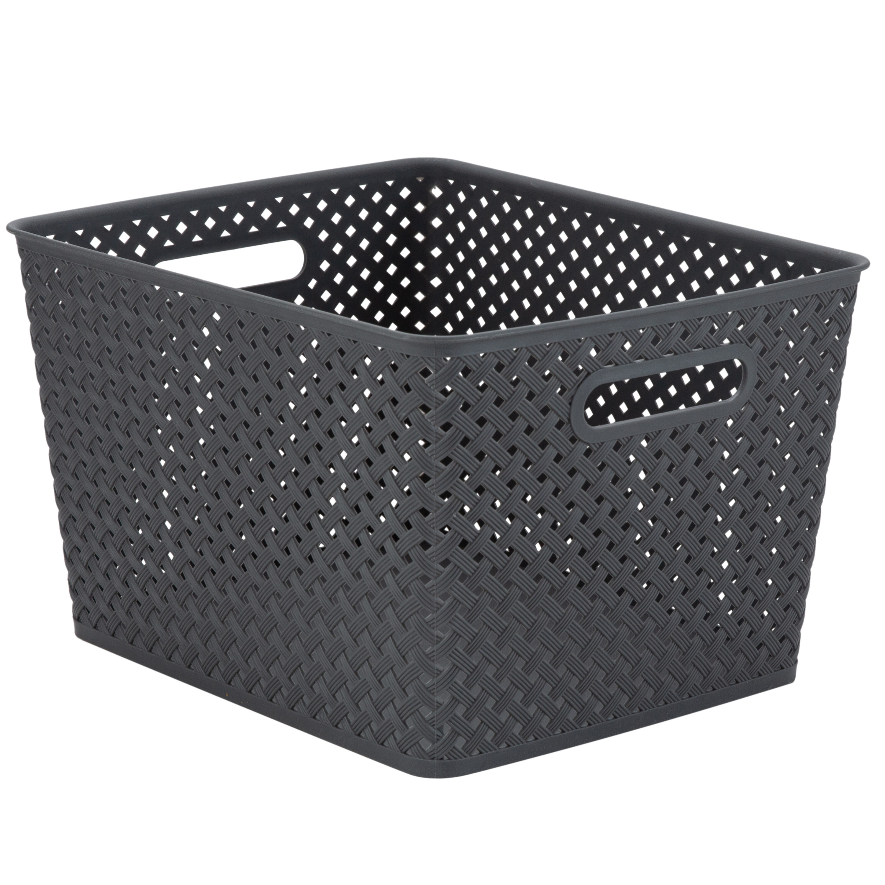 Simplify 11.42-in W x 8.66-in H x 13.78-in D Gray Polypropylene Basket in the Storage & Baskets department at Lowes.com