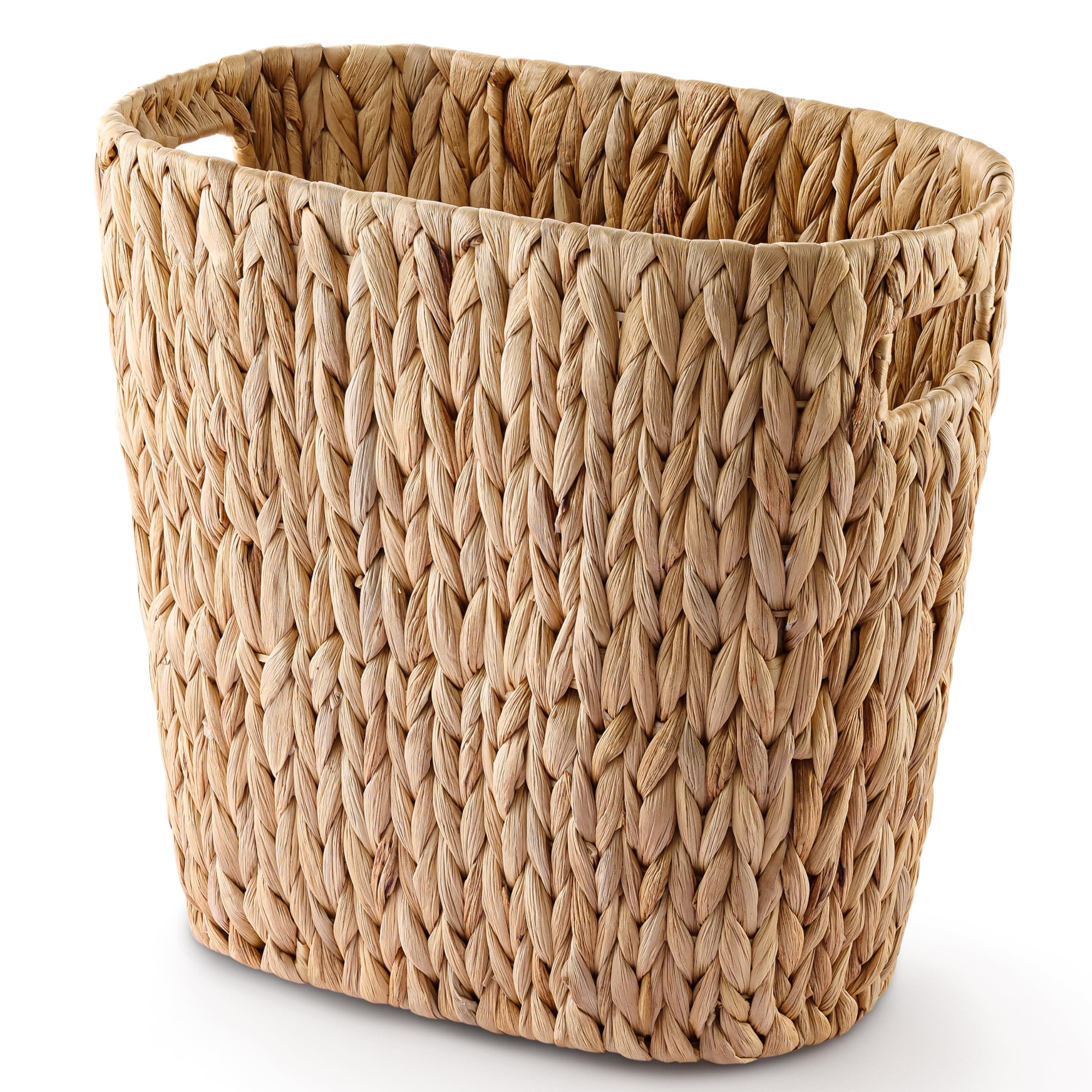 CYQBD Water Hyacinth Wicker Trash Can Bathroom Kitchen Office