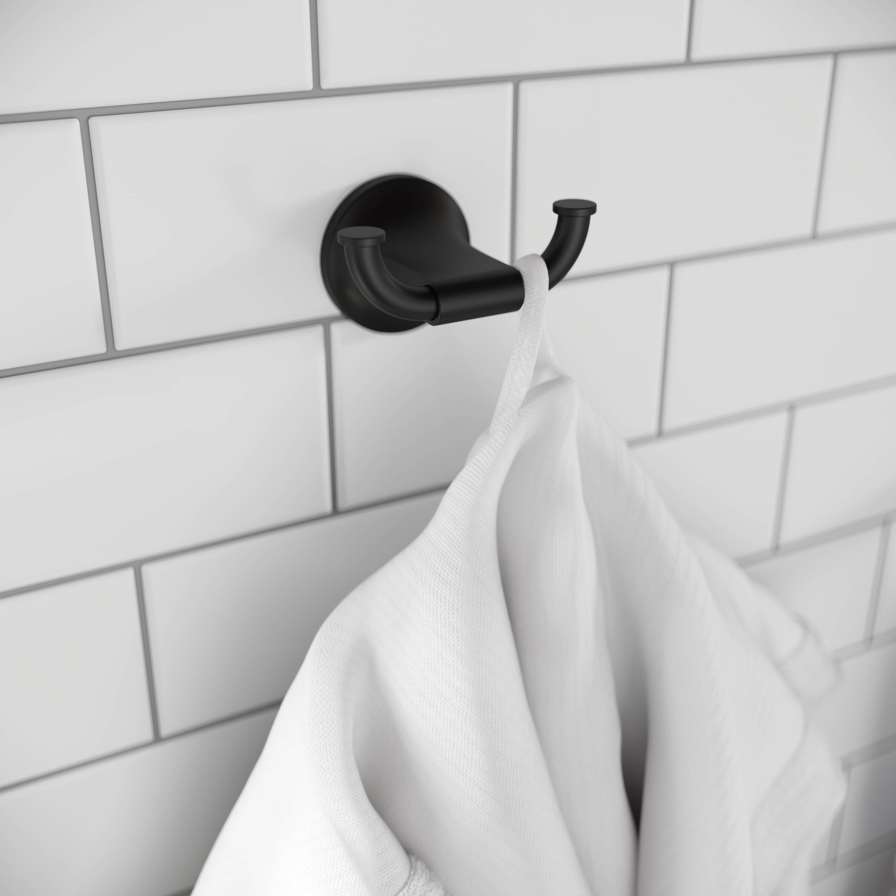 Matte Black Modern Double Wall-Mounted Towel Hook