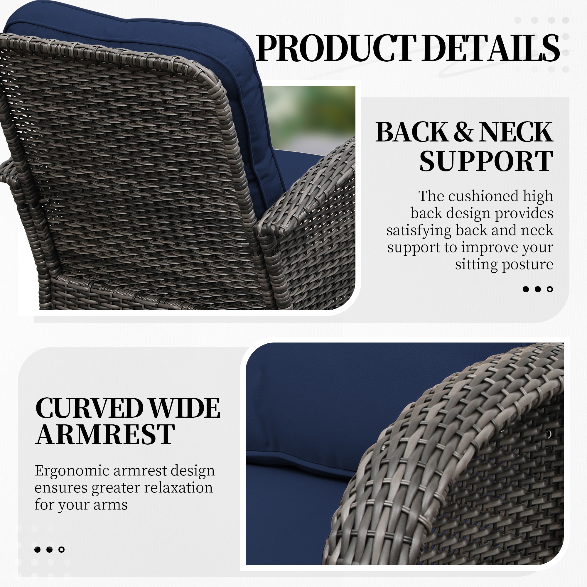 UPHA Y11DK-NAVYBLUE Patio-Conversation-Sets - View #7