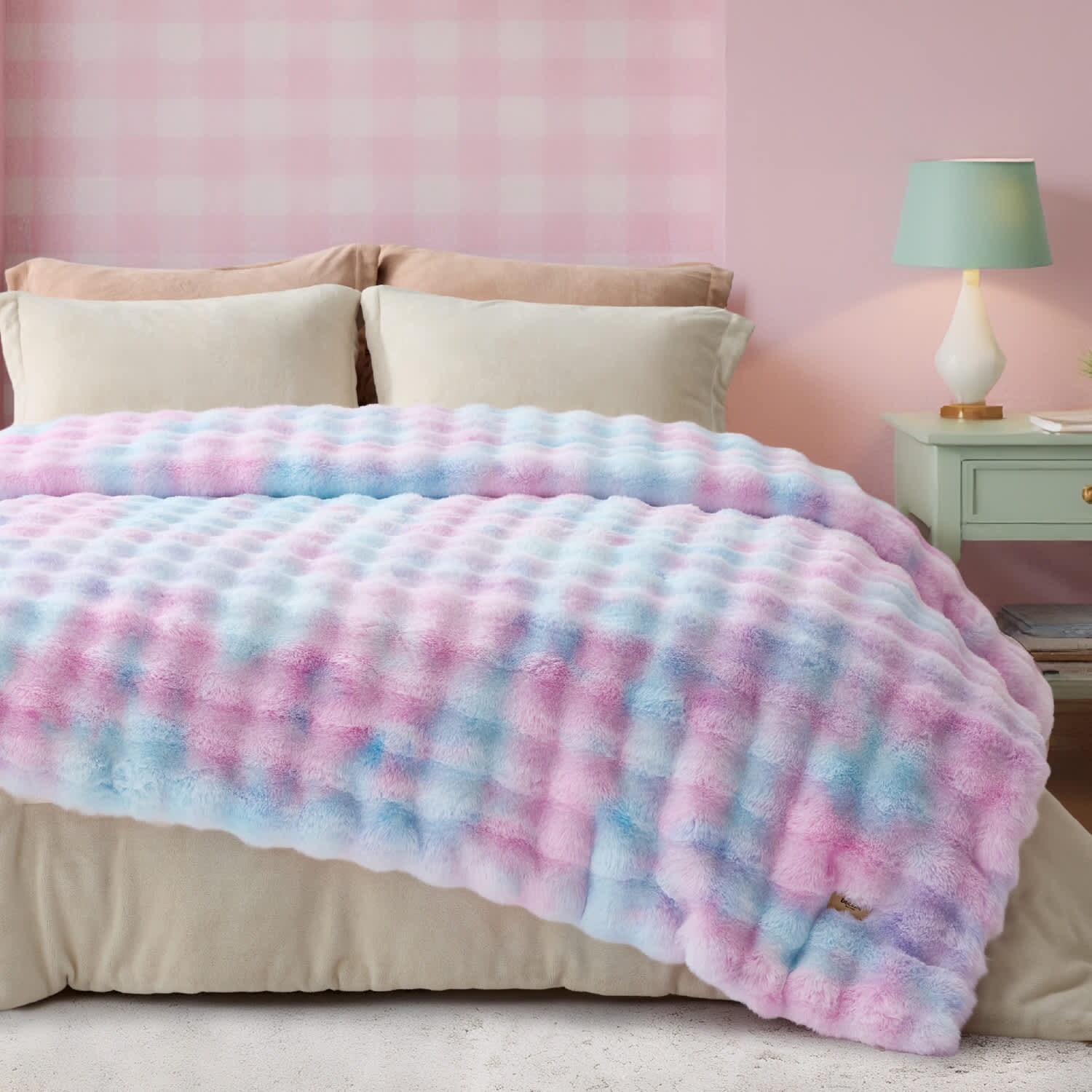 Bedsure King Blanket 104x90inch Purple Faux Fur Fluffy Cozy Fuzzy Minky