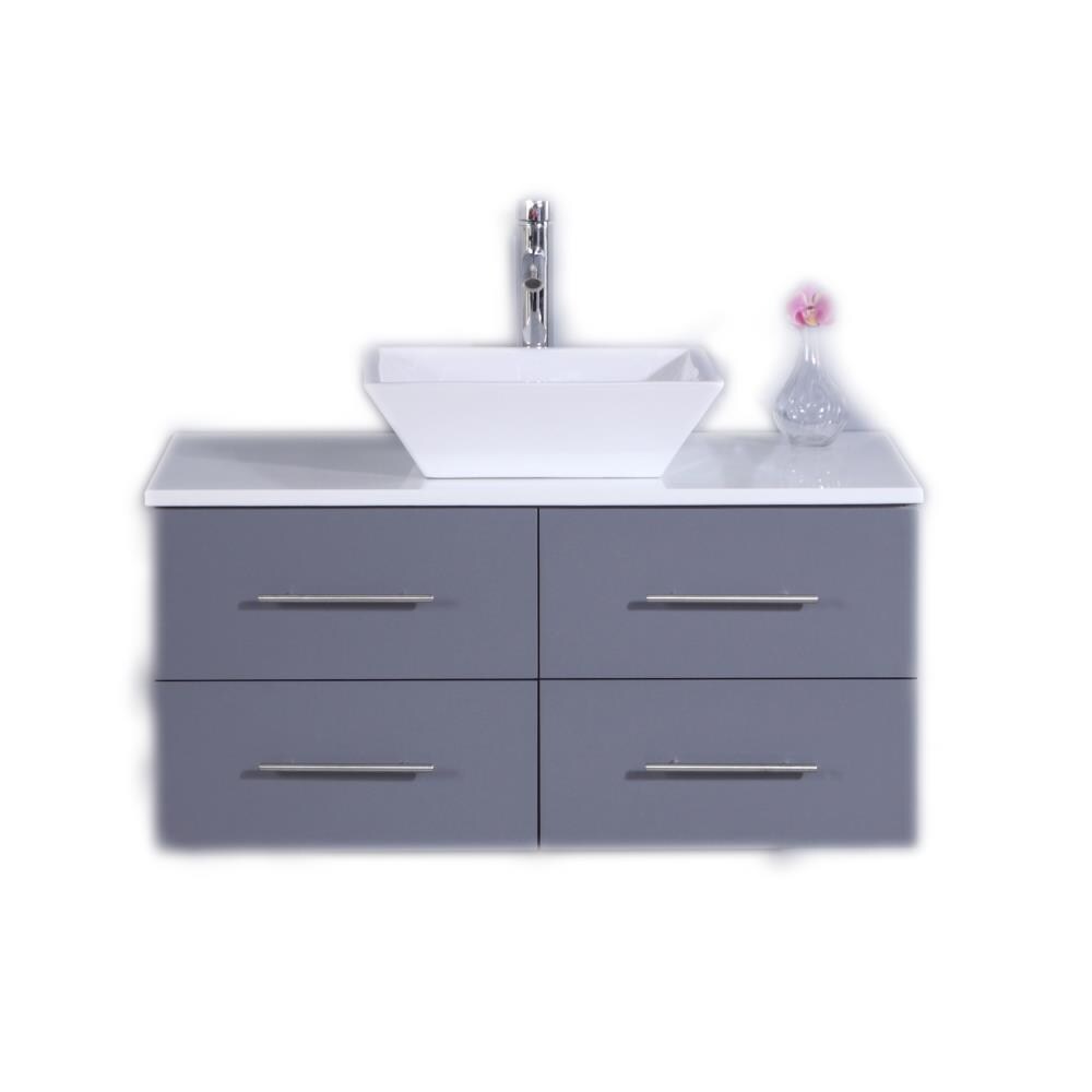 Eviva Totti 36 In Gray Single Sink Bathroom Vanity With White Acrylic Top In The Bathroom Vanities With Tops Department At Lowescom