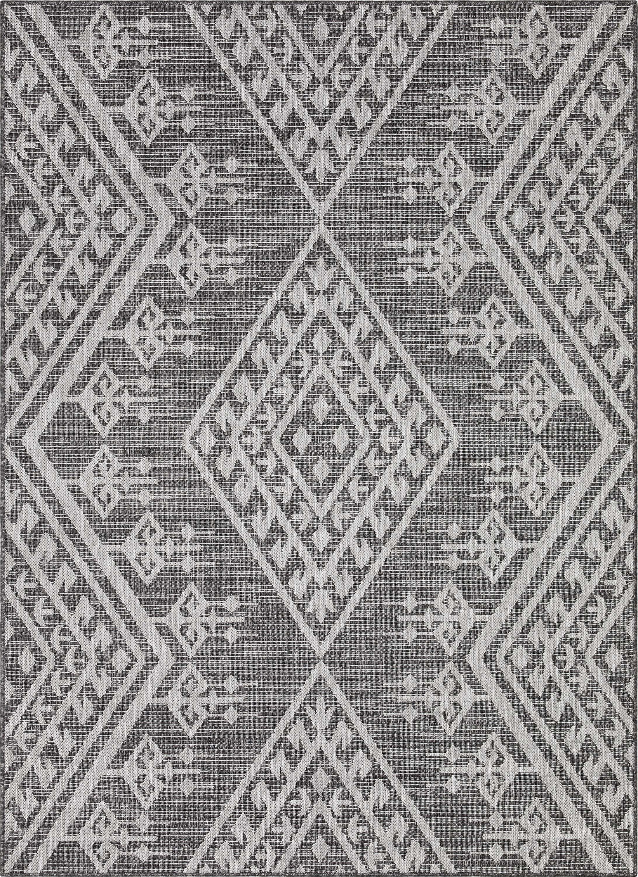 Cascade Tribal Diamond 8' x 10' Grey Synthetic Flat-Weave Rug