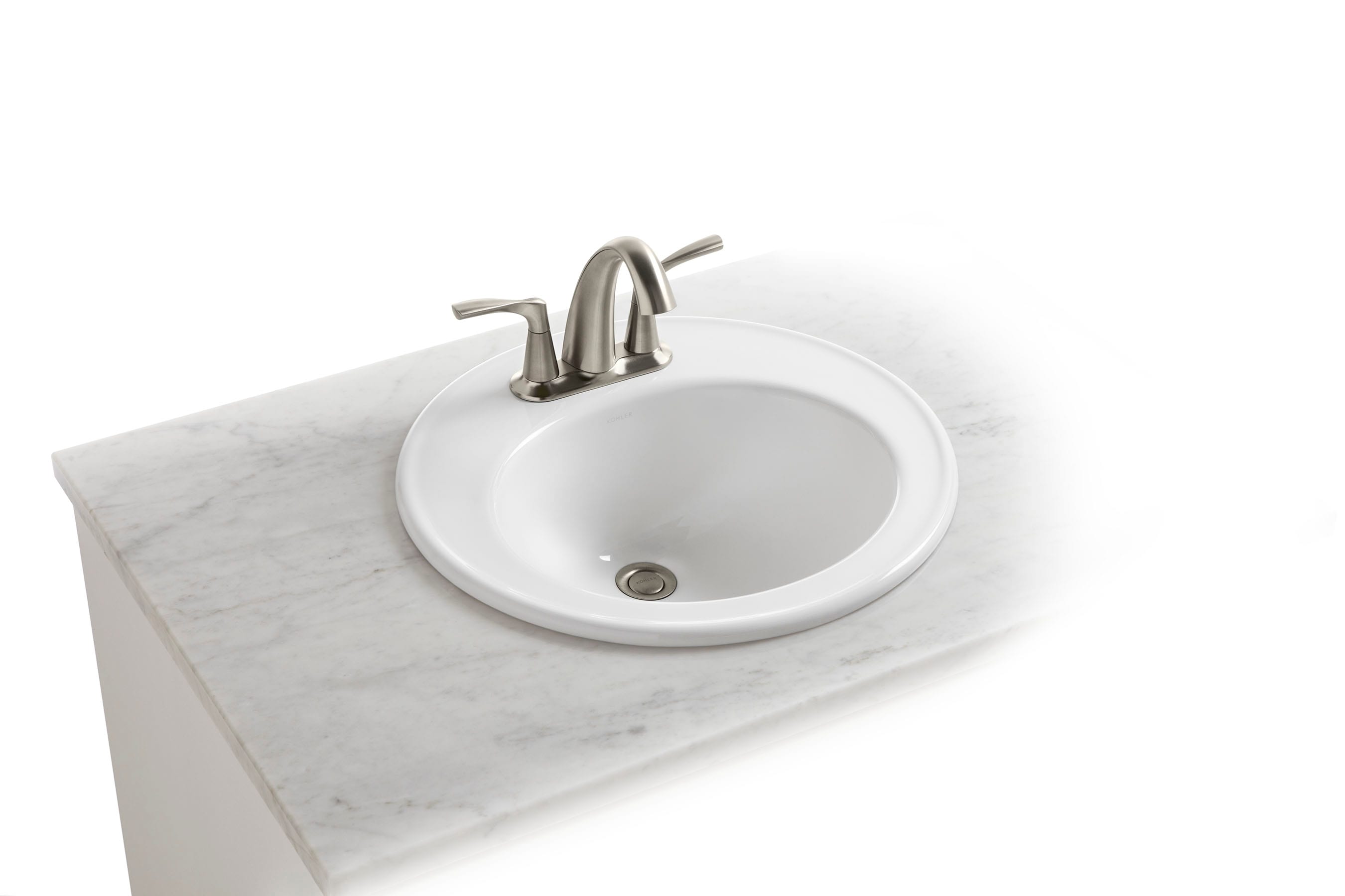 KOHLER Brookline White DropIn Round Traditional Bathroom Sink (19in x