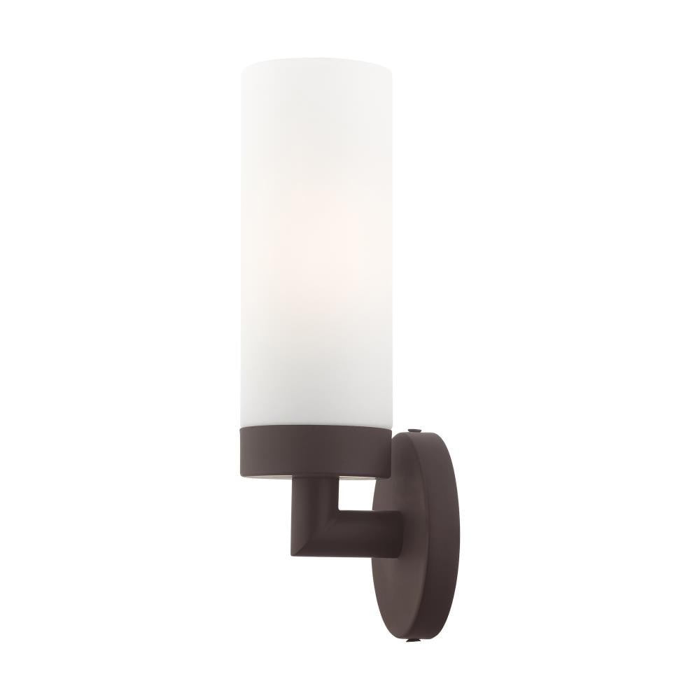 Aero Bronze 1-Light Wall Sconce with Satin Opal White Glass