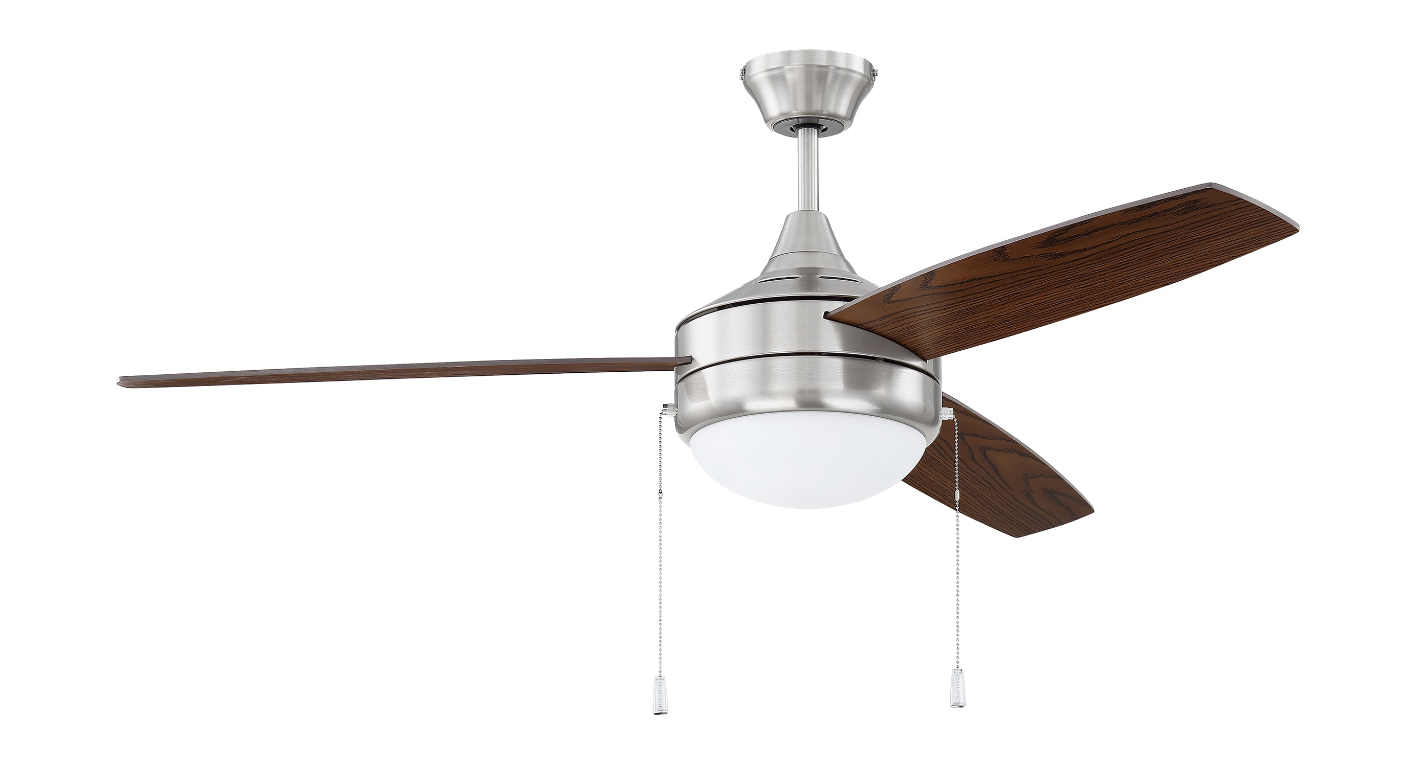 Craftmade PHA52BNK3 Phaze 52-in Downrod or Flush Mount Brushed polished nickel with Walnut Blades Ceiling Fan With Light ( 3 -Blade )