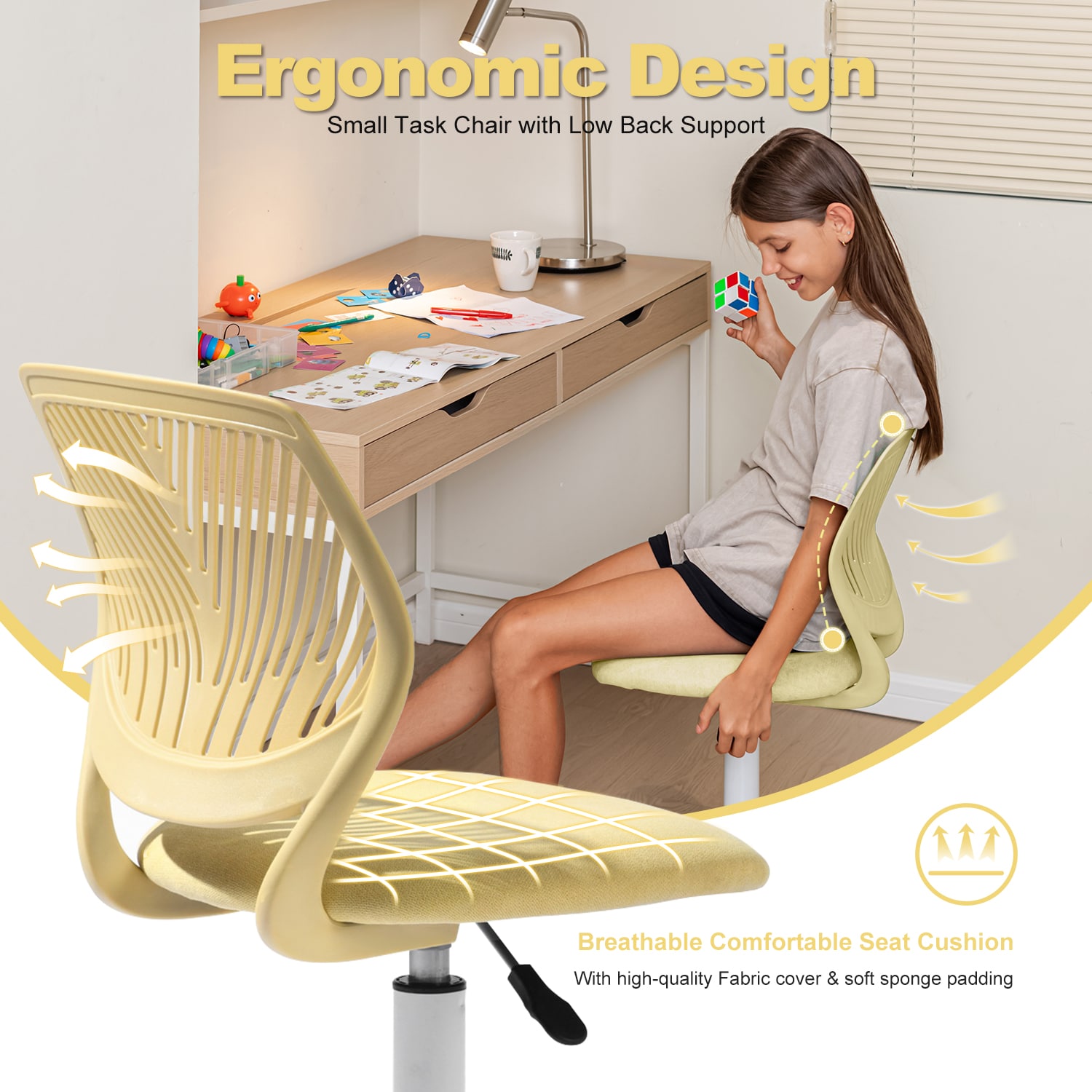 Homy Casa CARNATION YELLOW Office-Chairs - View #4