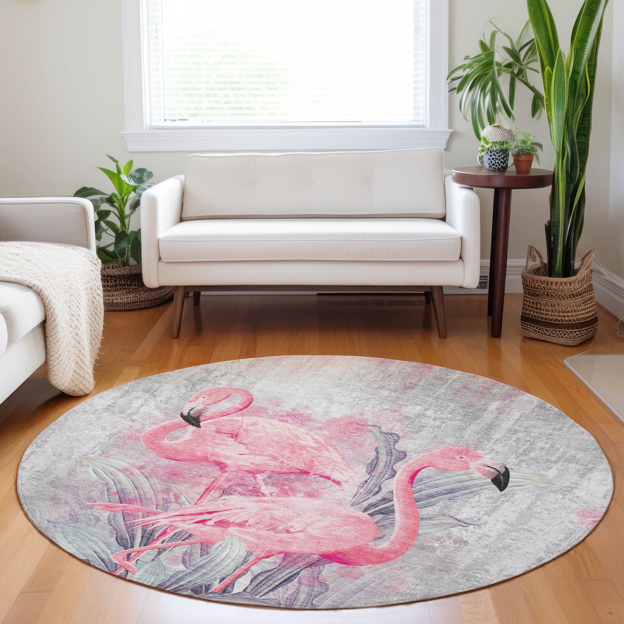 Addison Rugs AMF197PI8RO Mayfield AMF197PI 8 x 8 (ft) Loomed Polyester Pink Round Indoor Geometric Machine washable Area rug
