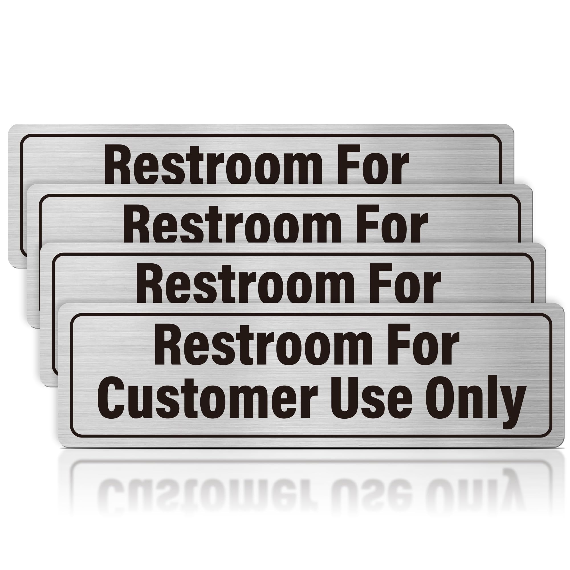 Etokfoks  4 Pack Brushed Aluminum Restroom for Customers Only Sign Business Bathroom Door Signage with Double Sided Tape