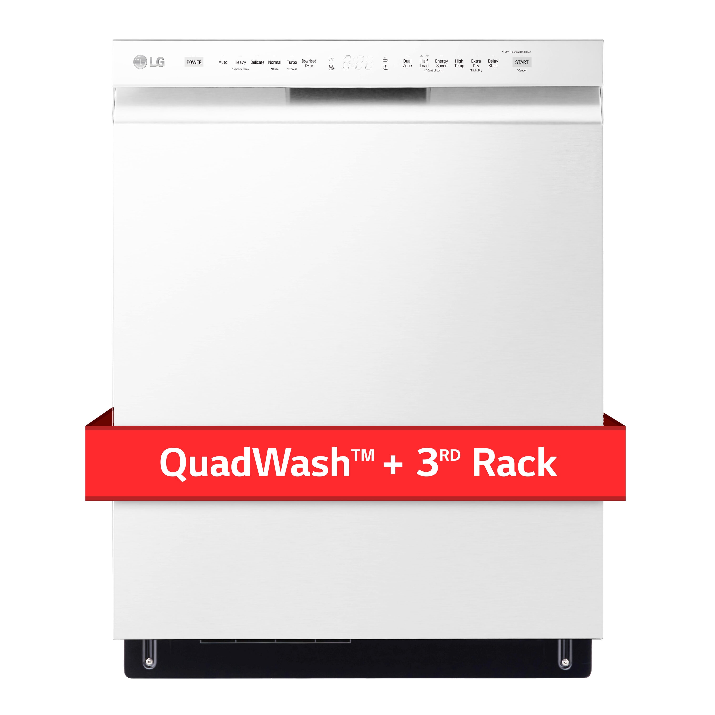 LG QuadWash Front Control 24-in Built-In Dishwasher With Third Rack (White)  ENERGY STAR, 48-dBA in the Built-In Dishwashers department at