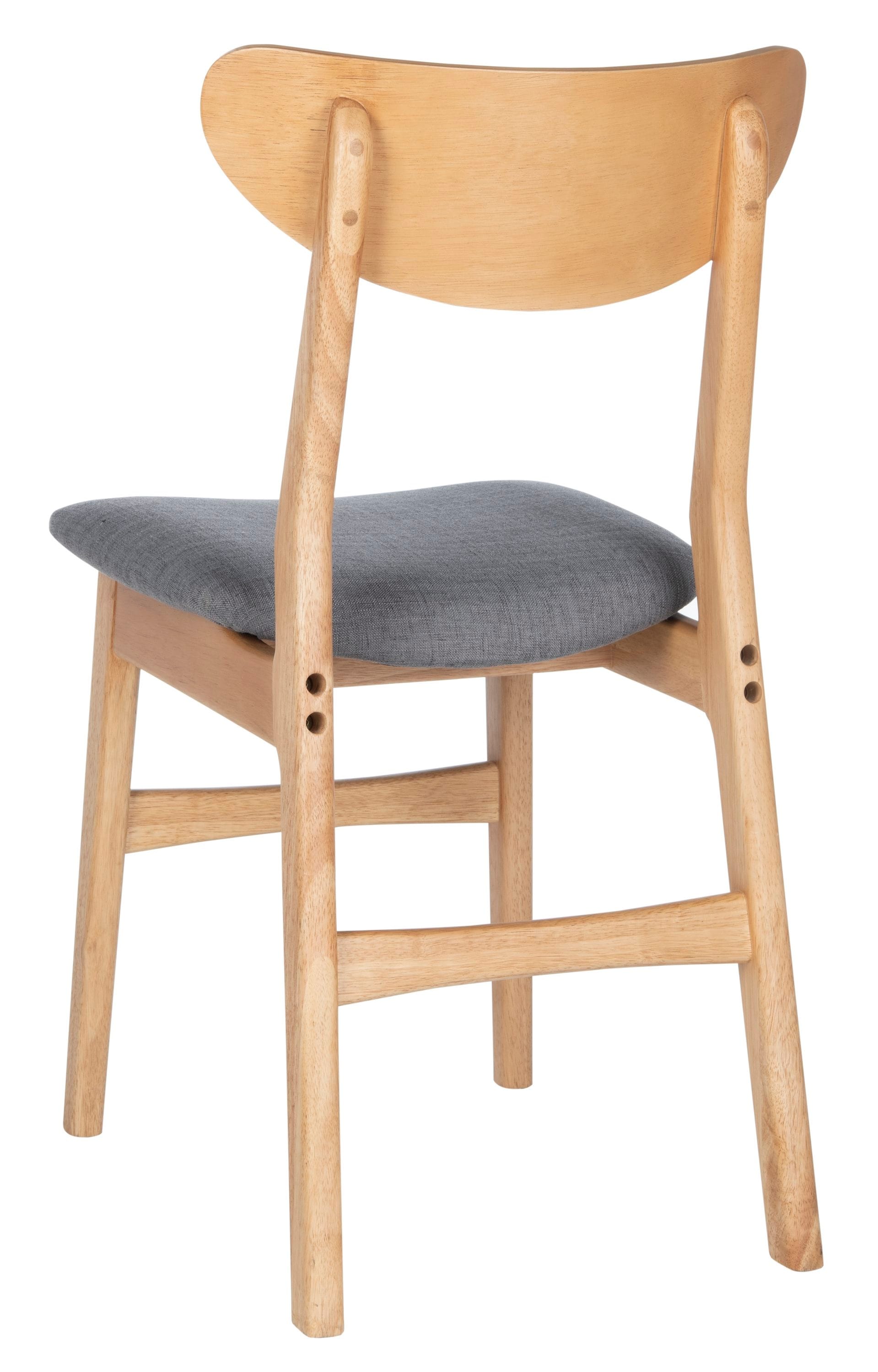 Transitional Gray-Brown Wood Upholstered Side Chair, Set of 2