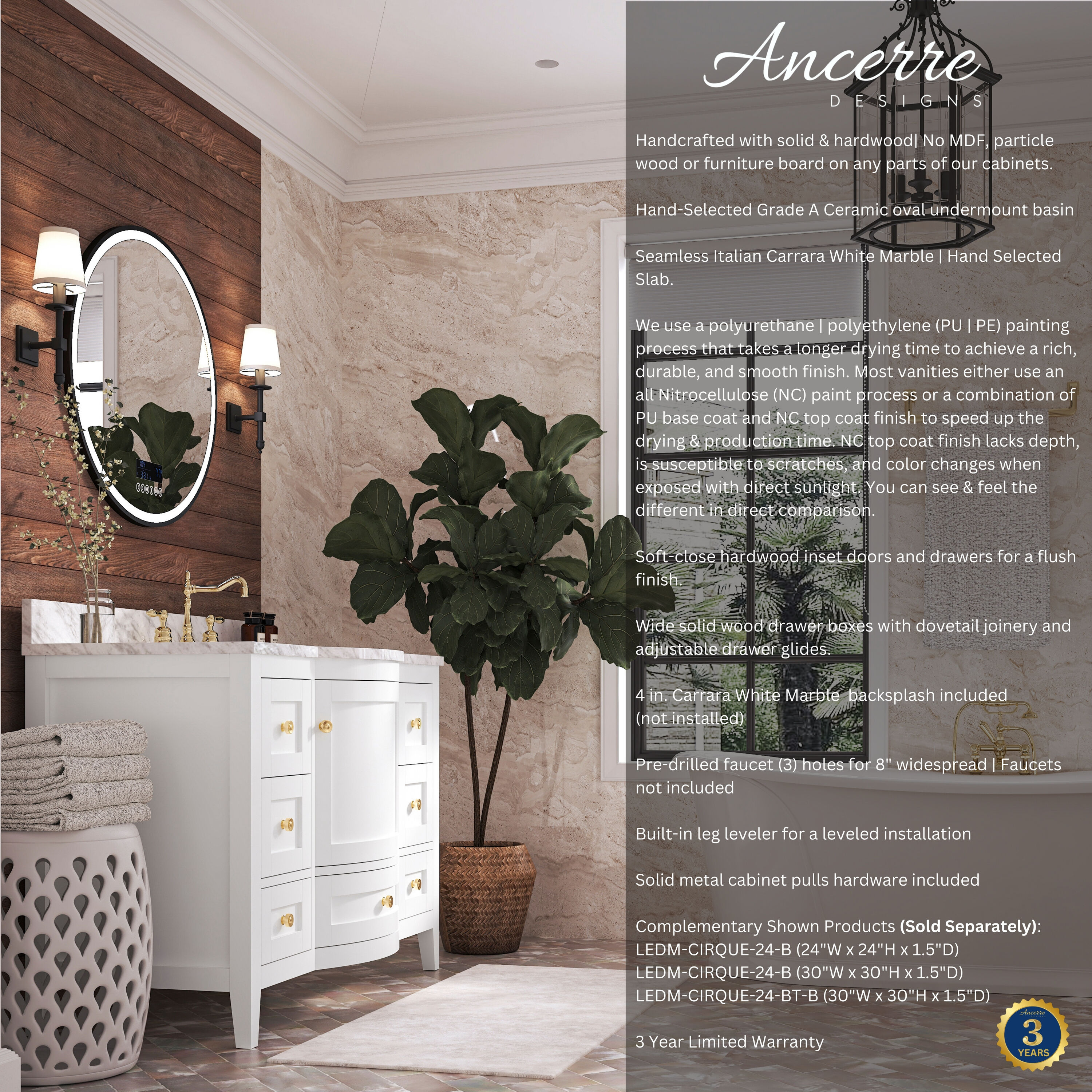 Ancerre Designs VTSLAUREN48WCWGD Bath-Vanity-Combo - View #2