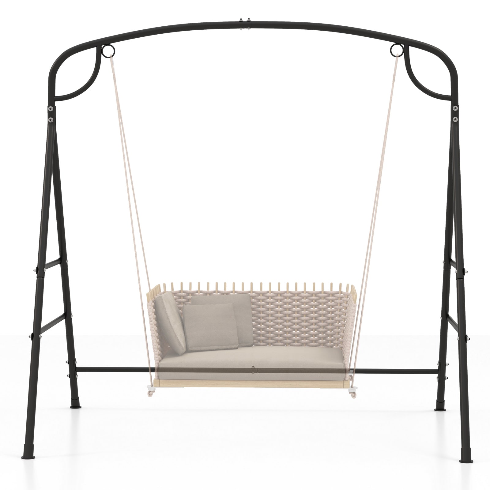 Volenca 71-in W Patio Metal Swing Stand with Double Side Bars and 2-Ring Design Black 660-lb Capacity #VOL-4YWXFD