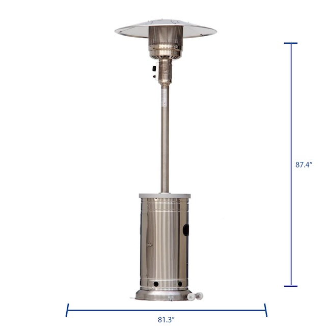 Style Selections 48000-BTU Stainless Steel Stainless Steel Floorstanding  Liquid Propane Patio Heater at