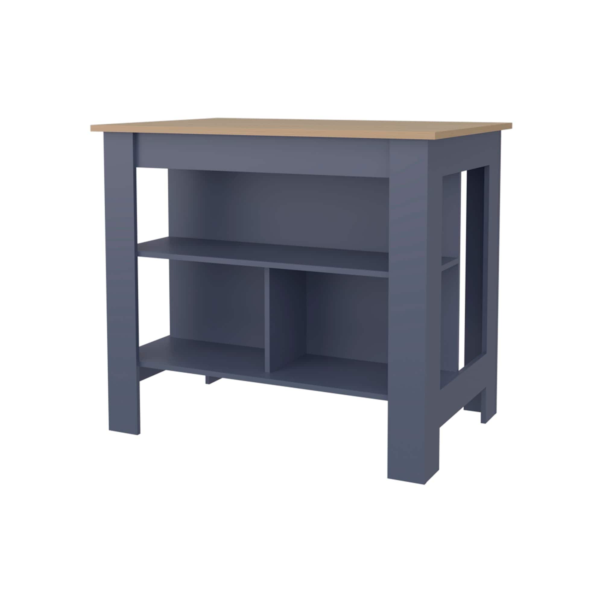 Runesay KI-128 Gray MDF Base with MDF Wood Top Kitchen Island ( 26.6-in x 40-in x 35.3-in )