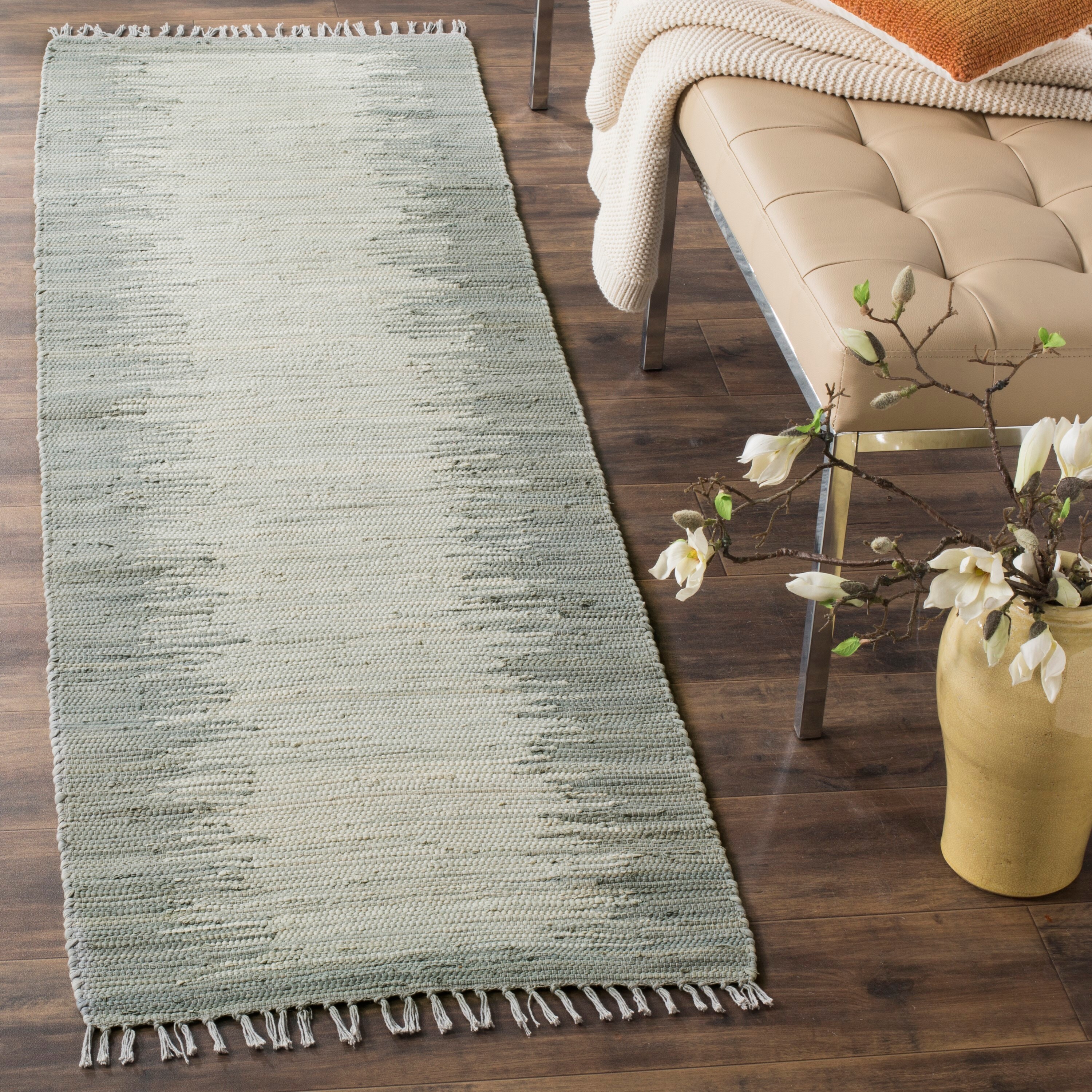 Safavieh MTK718A-27 Montauk Salina 2 x 7 (ft) Cotton Gray Rectangular Indoor Abstract Coastal Runner rug