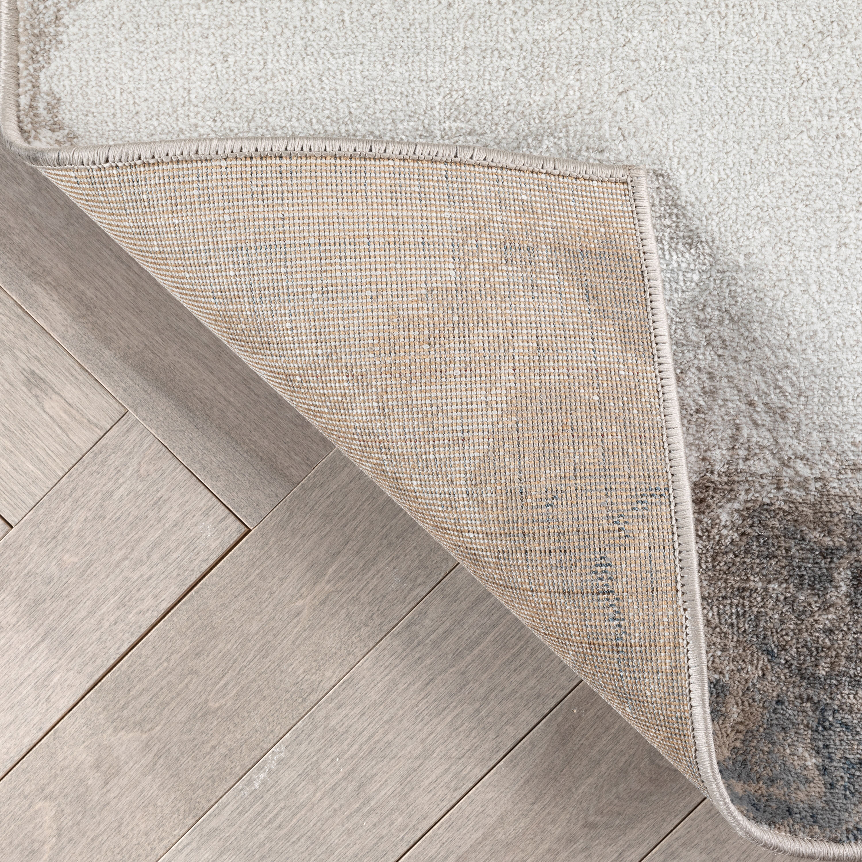 Gray Abstract Synthetic Reversible Area Rug, 3'11" x 5'3"