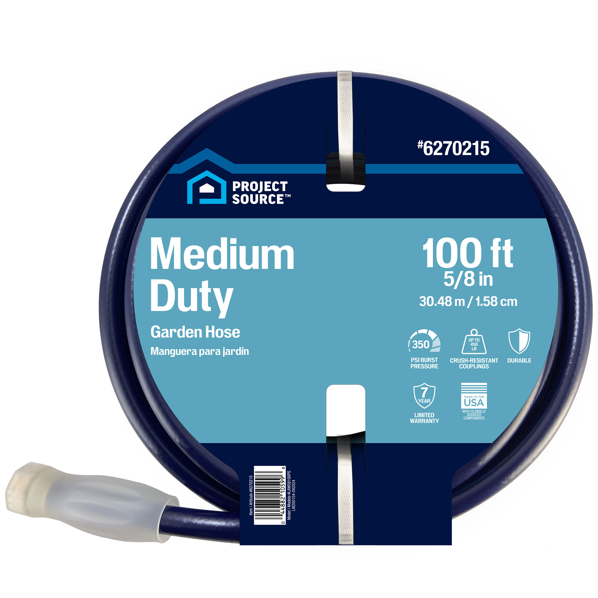 Project Source 5/8-in x 100-ft Medium -Duty Vinyl Blue Hose #LAW58100PS