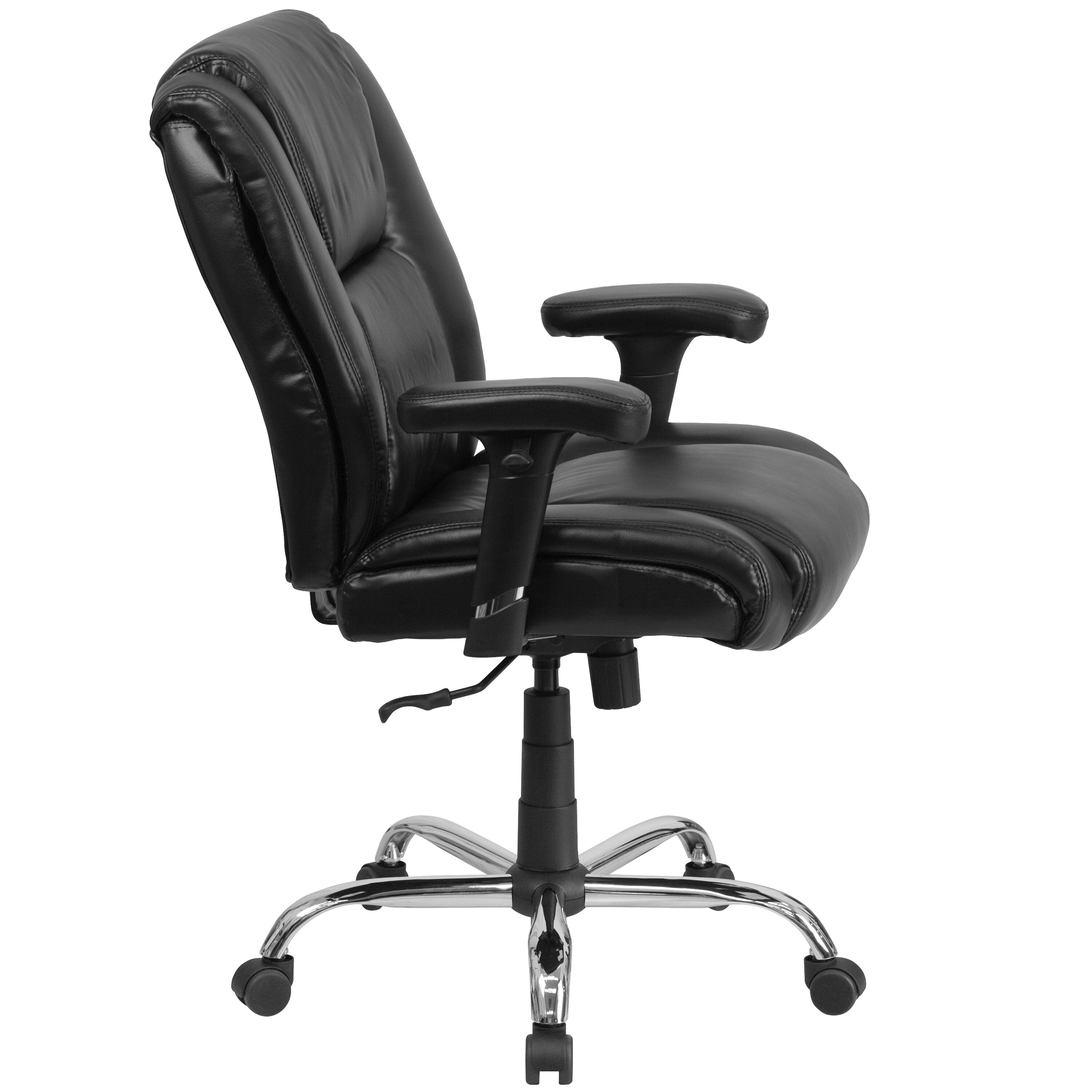 ErgoFlex Black LeatherSoft 360° Swivel Office Chair with Adjustable Arms