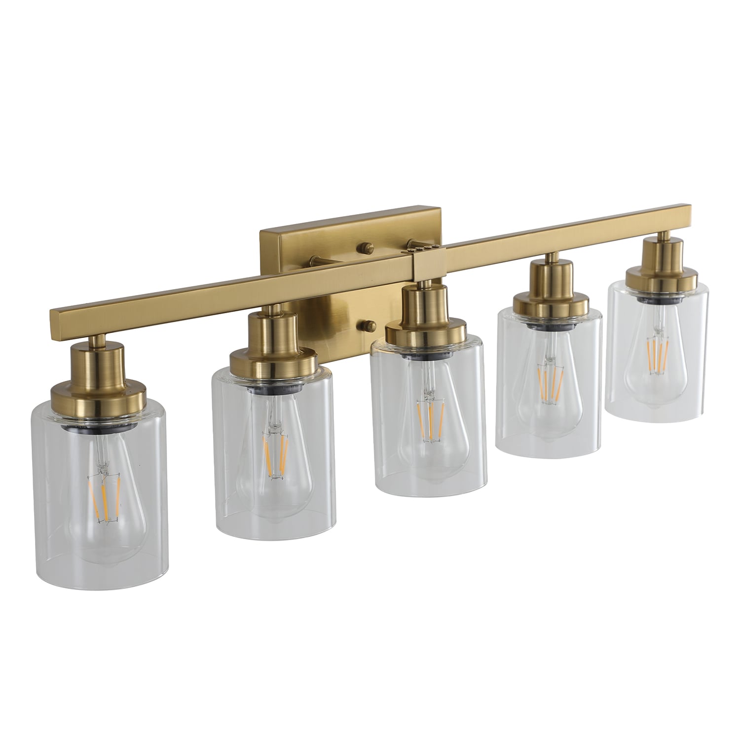 GZMR GZ-W6NT451 5-Light Vanity Light with Clear Glass Shades 31.1-in 5 -Light Gold Modern/contemporary Vanity light