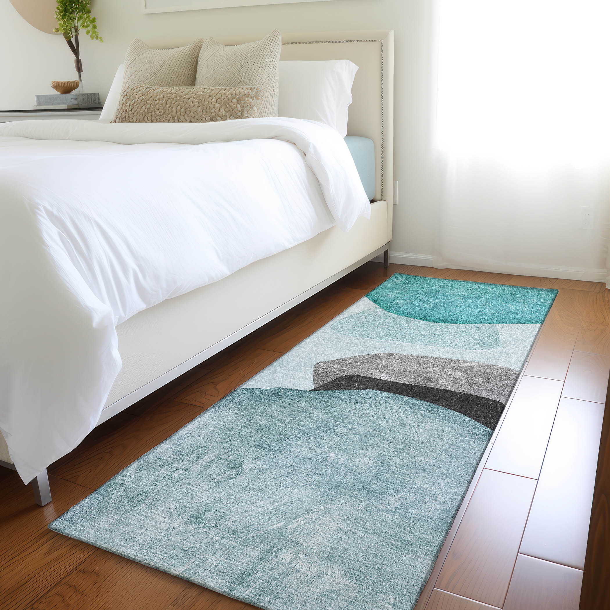 Addison Rugs ACN547TE2X8 Chantille ACN547TE 2 x 7 (ft) Polyester Teal Rectangular Indoor/Outdoor Stripe Machine washable Area rug