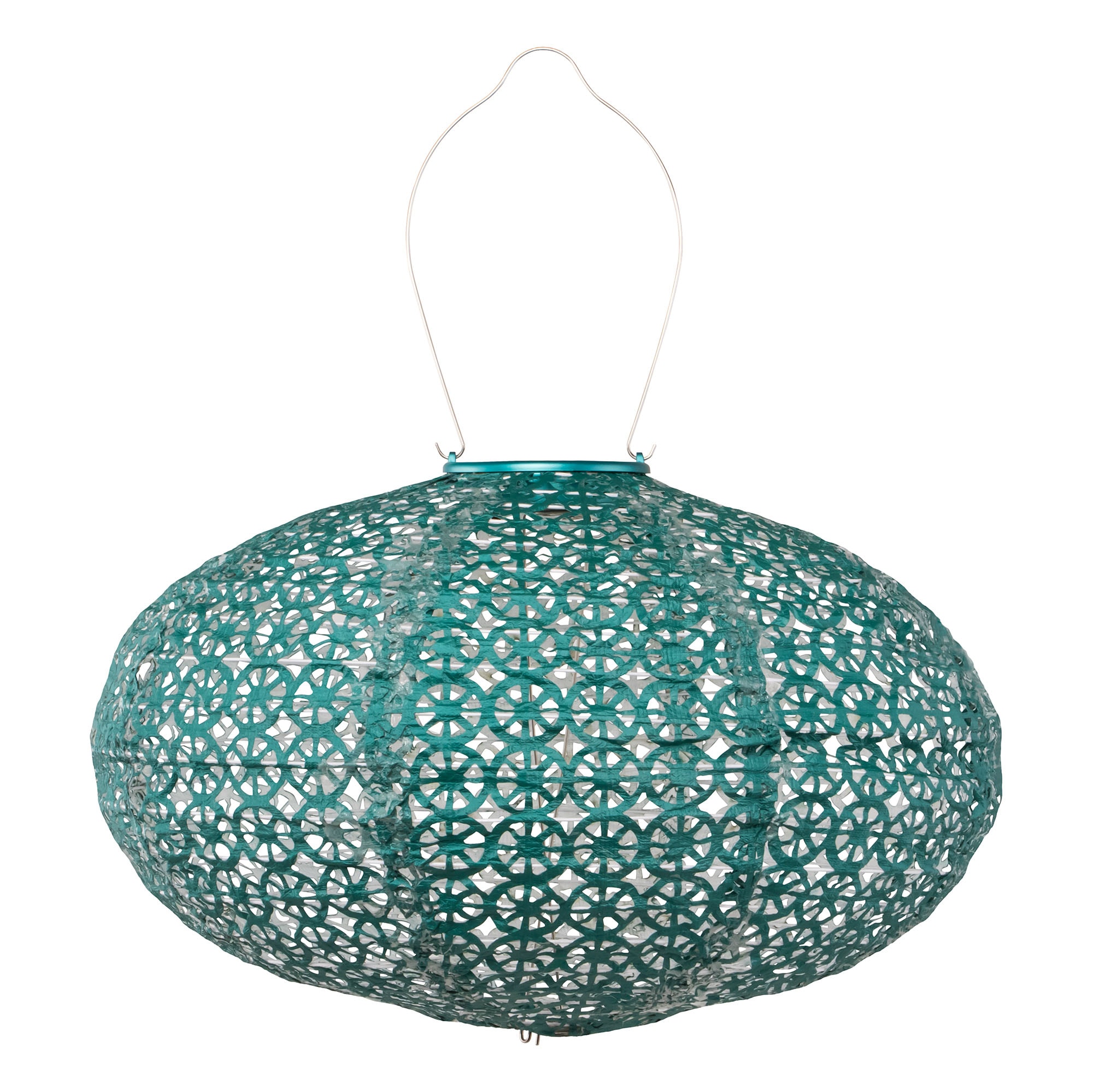 Allsop 32027 14-in x 9-in Mineral Green Fabric Solar Outdoor Decorative Lantern