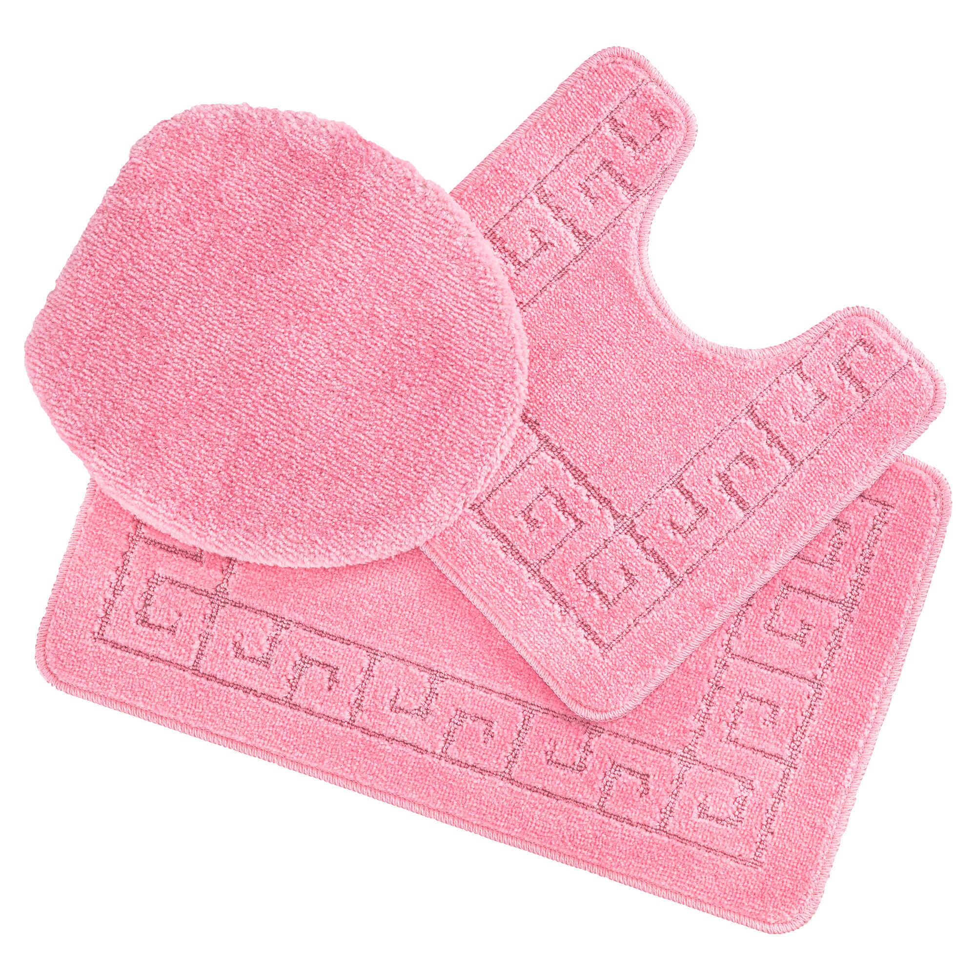 Ottomanson CATHY4007-3PCS Cathy 18-Inches x 30-Inches Pink Polypropylene Bath mat set