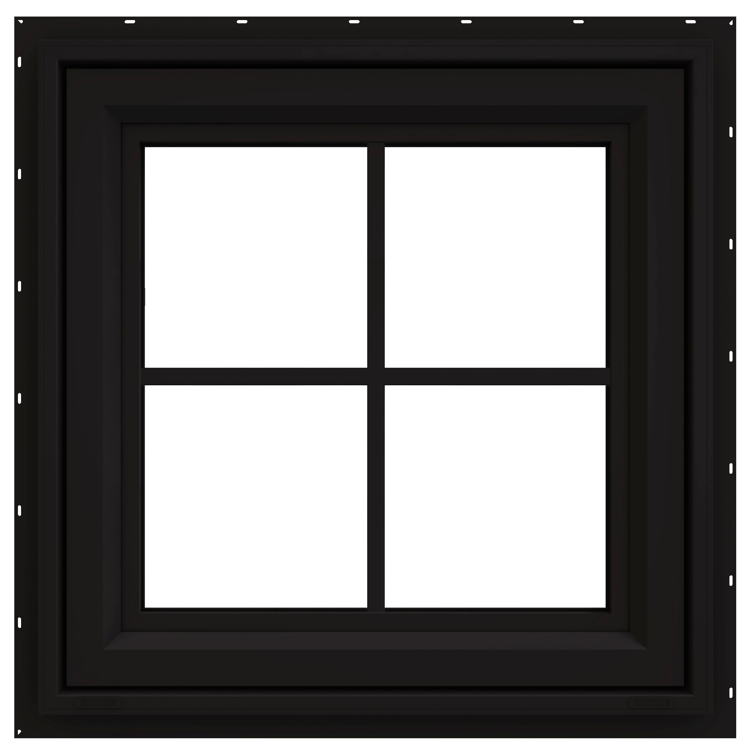 JELD-WEN LOWOLJW248900002 FiniShield V-4500 23-1/2-in x 23-1/2-in x Vinyl New construction Black Double Pane Glass Awning Window with Grids, ( Full Screen Included )