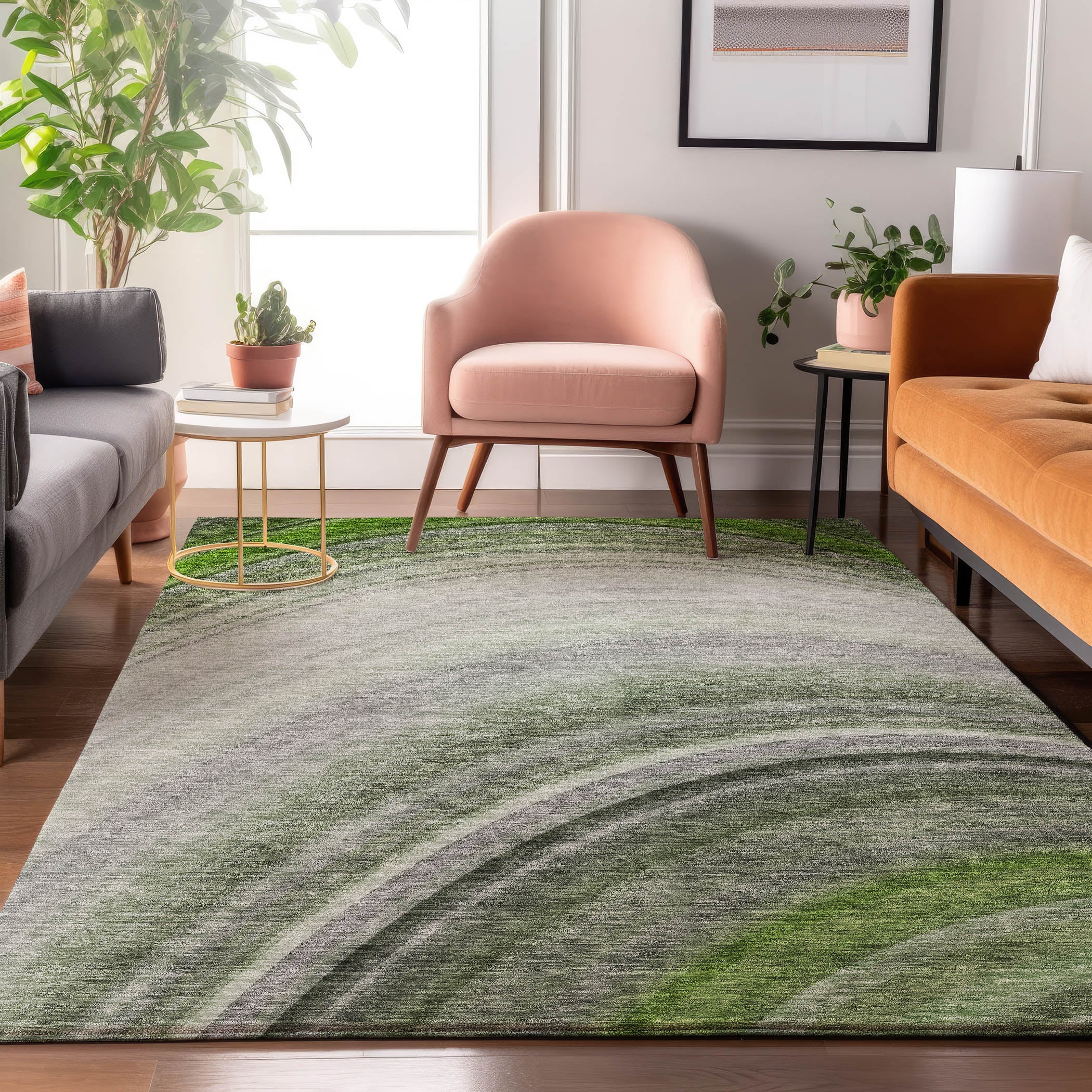 Addison Rugs AMF584GE3X5 Mayfield AMF584GE 3 x 5 (ft) Loomed Polyester Green Rectangular Indoor Geometric Machine washable Area rug