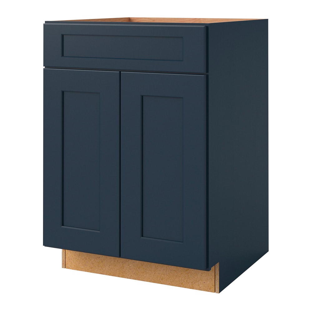 allen + roth 25260NV Port 24-in W x 34.5-in H x 24-in D Navy Sink Base Fully assembled Cabinet (Flat Panel Shaker)