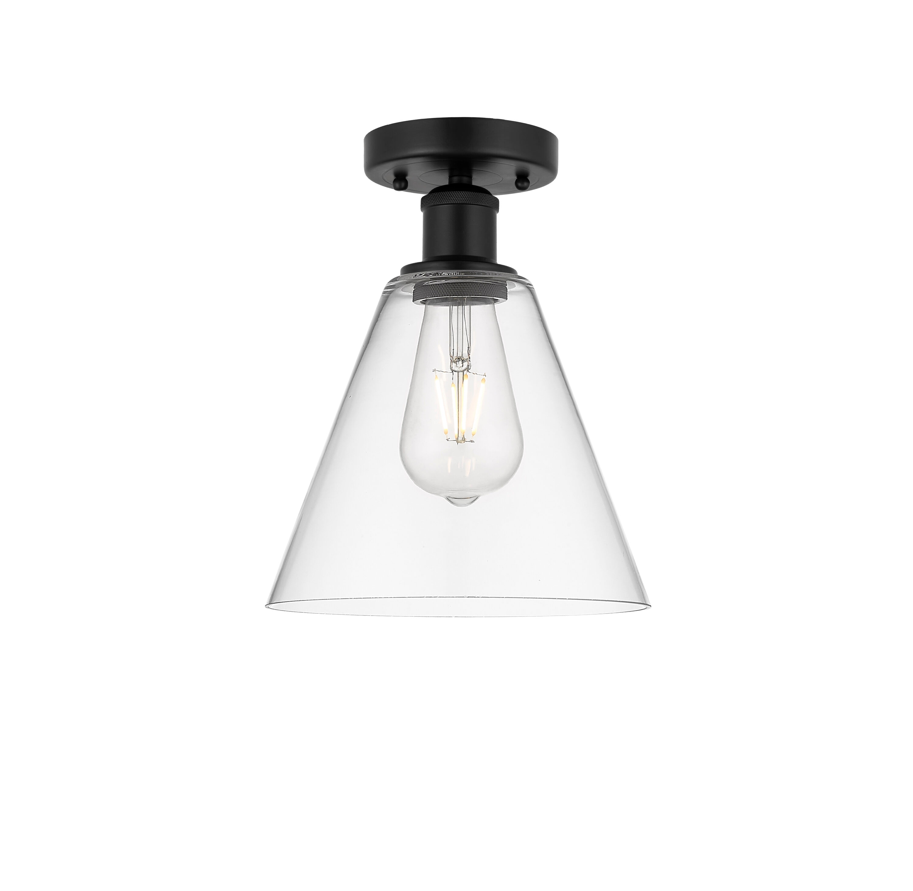 Innovations Lighting 616-1F-BK-GBC-82 Berkshire 1 -Light 8-in Matte Black Flush Mount Light